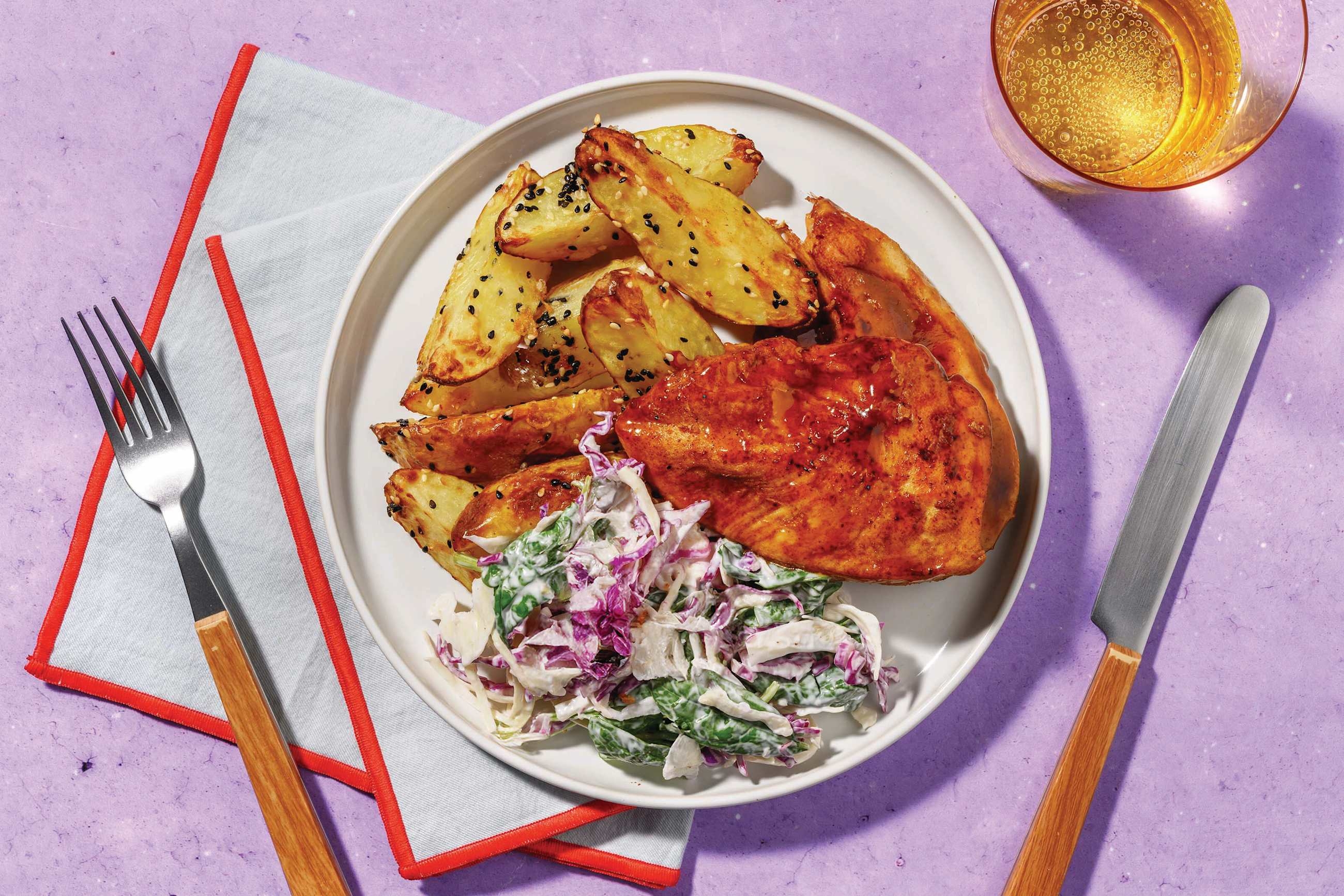 Sticky Asian Chicken & Sesame Wedges