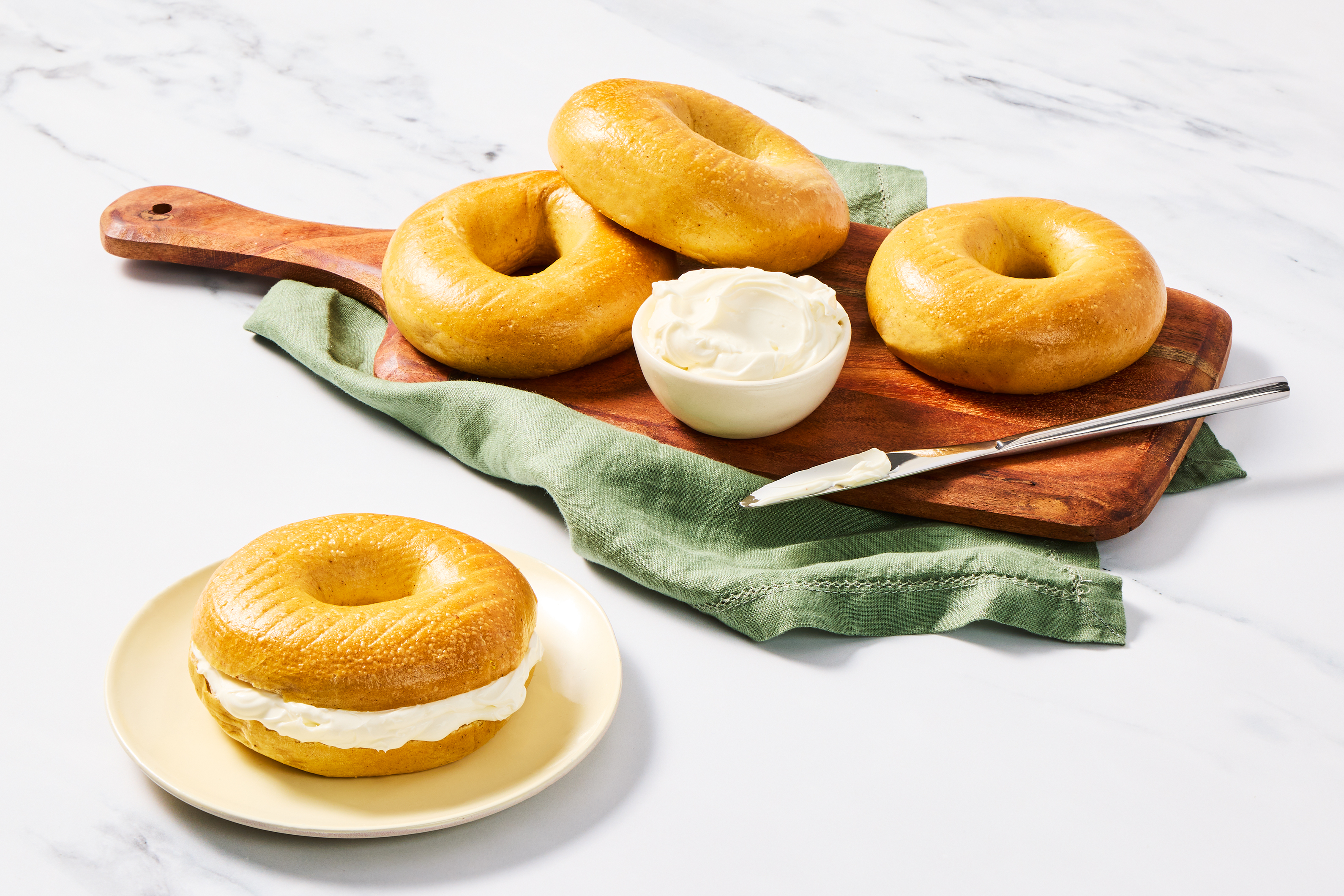 Pumpkin Bagels & Cream Cheese