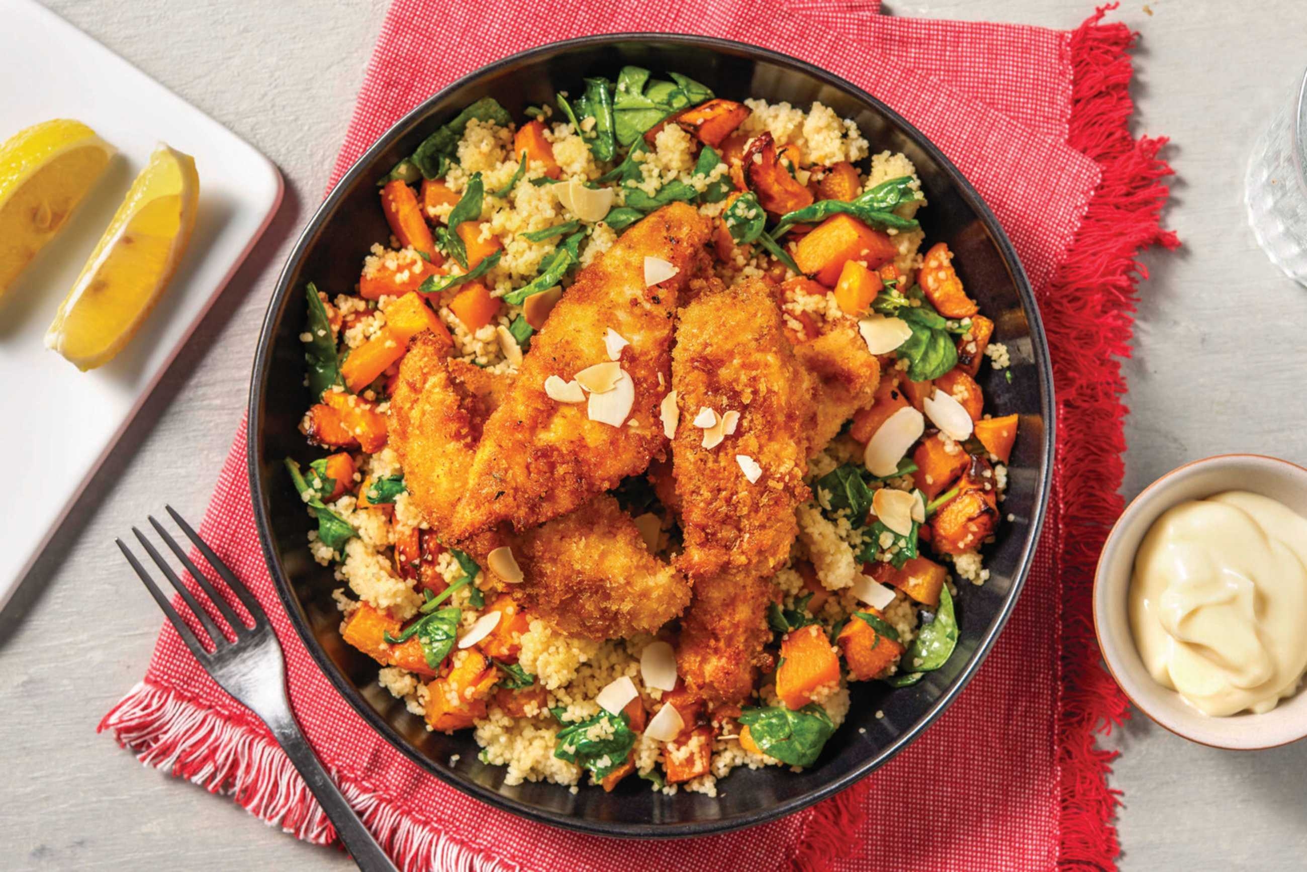HelloHero: Crumbed Fish & Veg Couscous