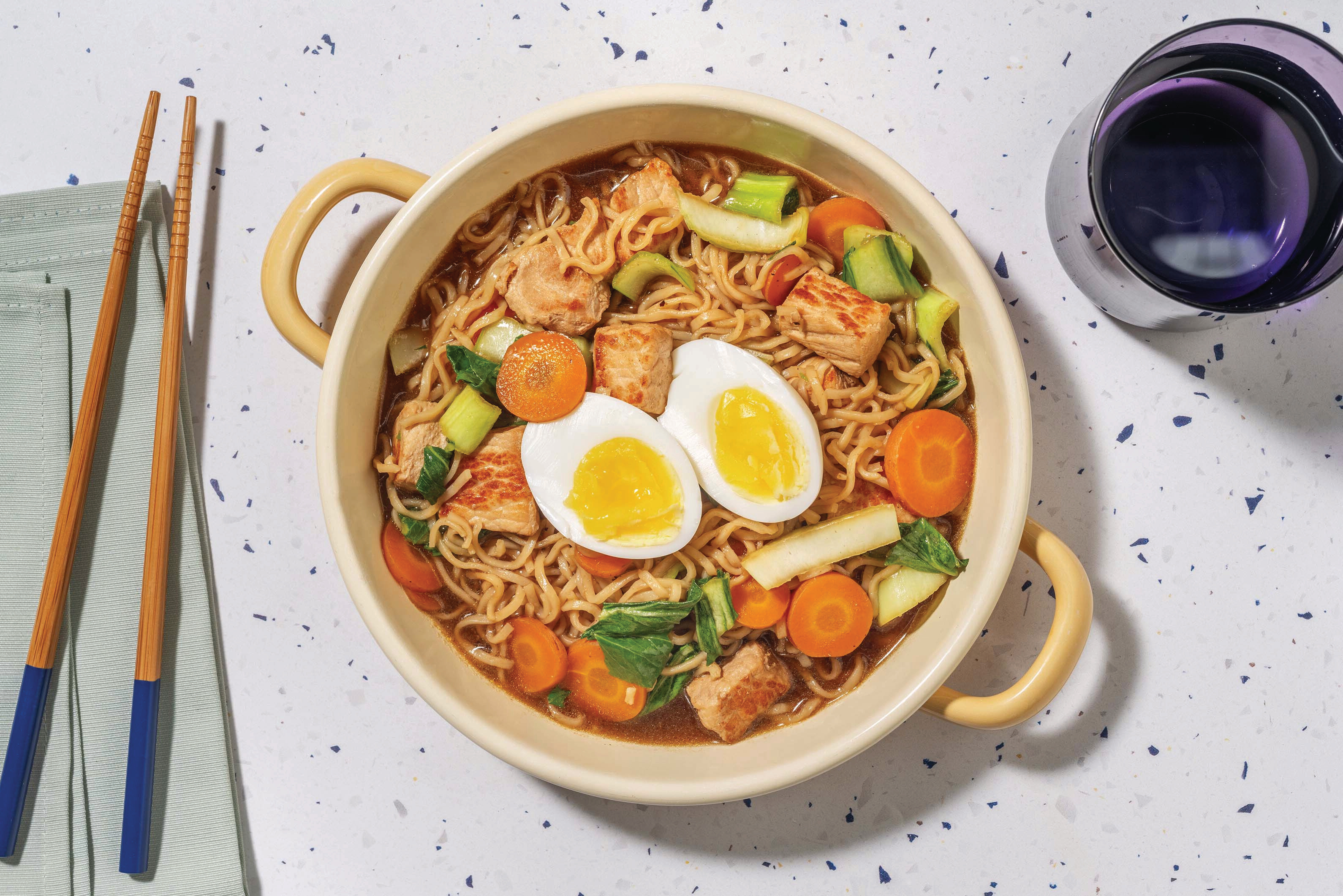 Slow-Cooked Pork & Pumpkin Ramen-Style Noodle Souple Soup