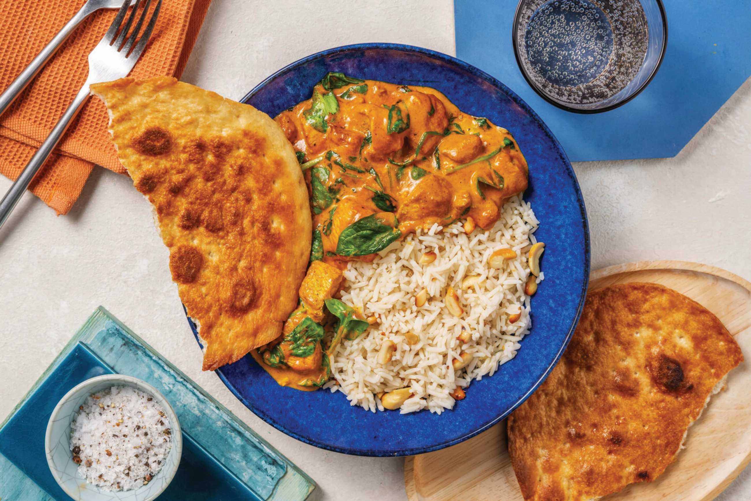 Indian Butter Chicken & Garlic Tortillas