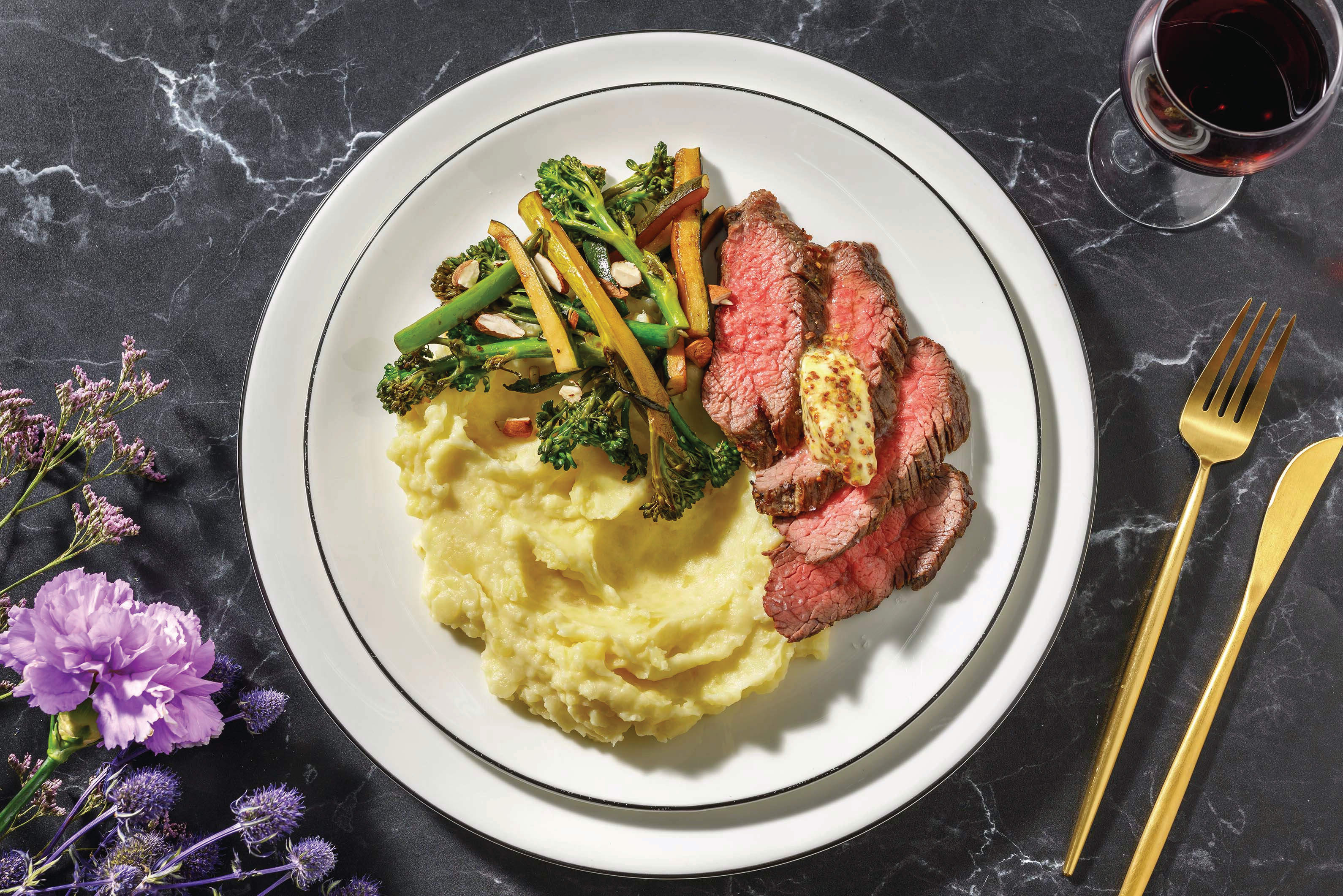 Flank Steak & Garlic-Parmesan Mash
