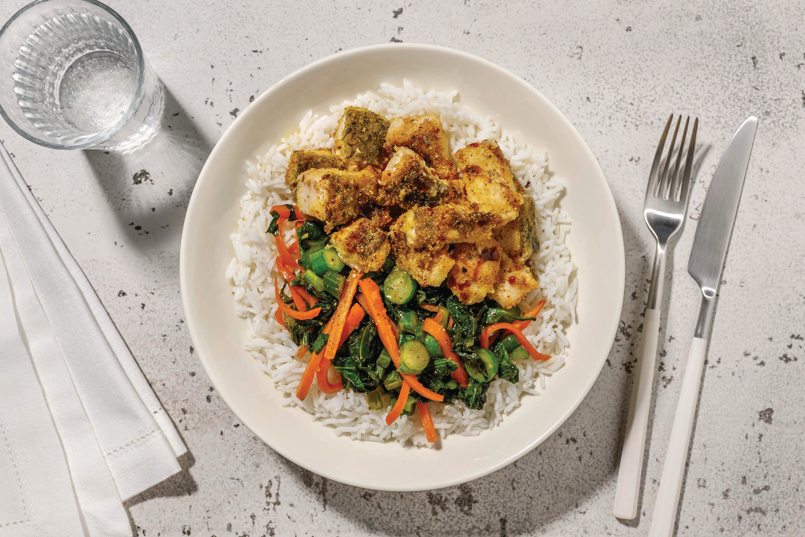 Sweet-Soy Barramundi Rice Bowl