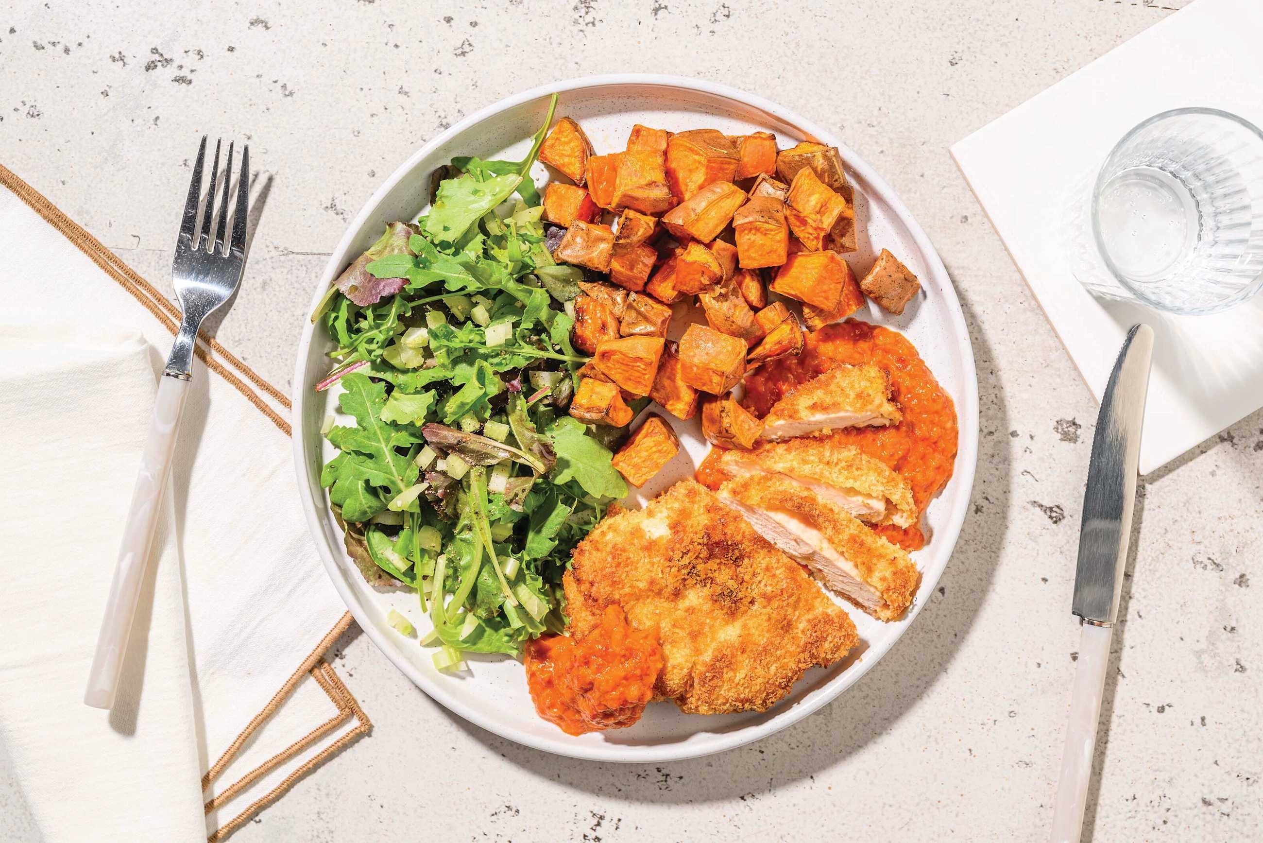 Paprika Plant-Based Crumbed Chicken & DIY Romesco