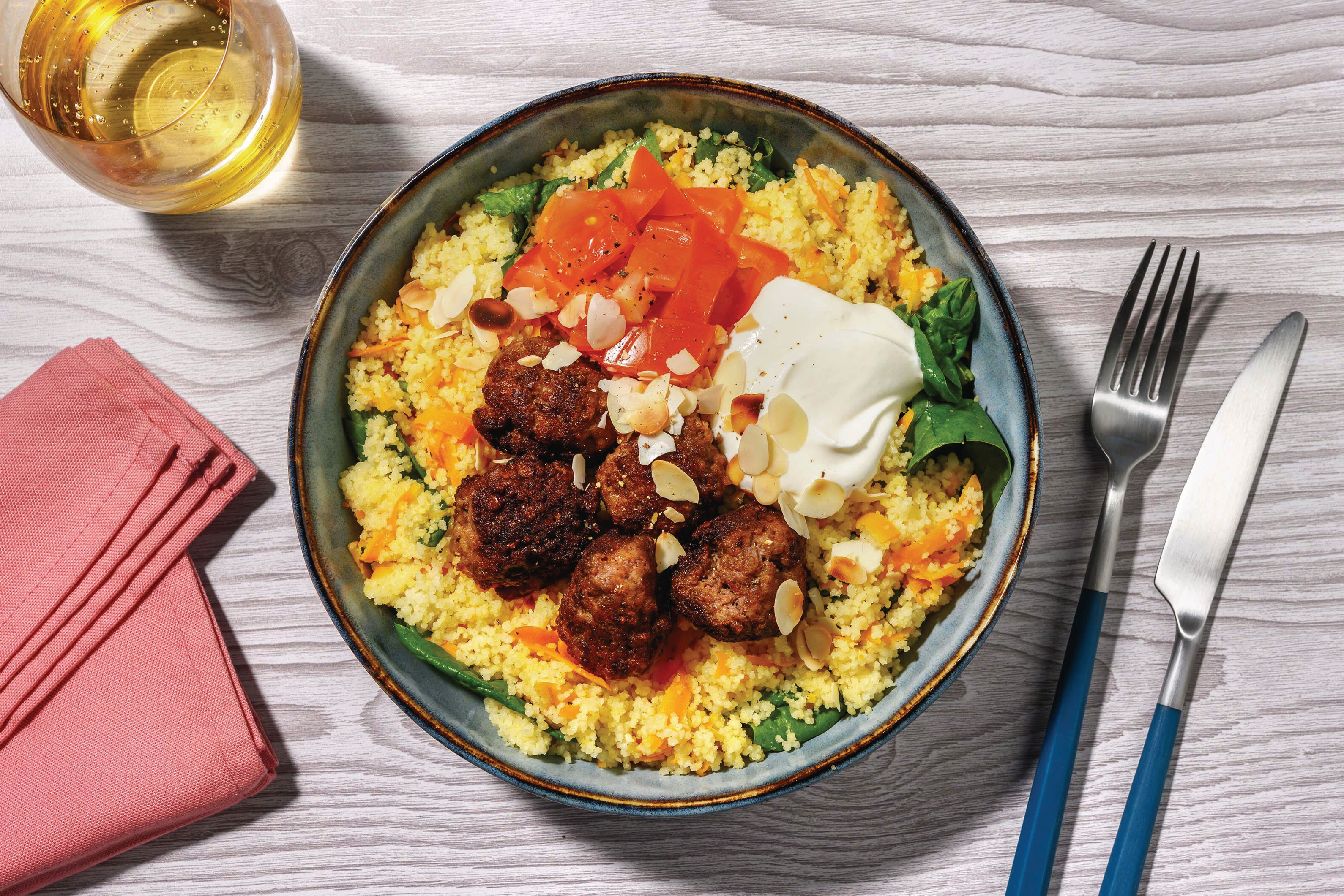 Chermoula Lamb Meatballs & Veg Couscous