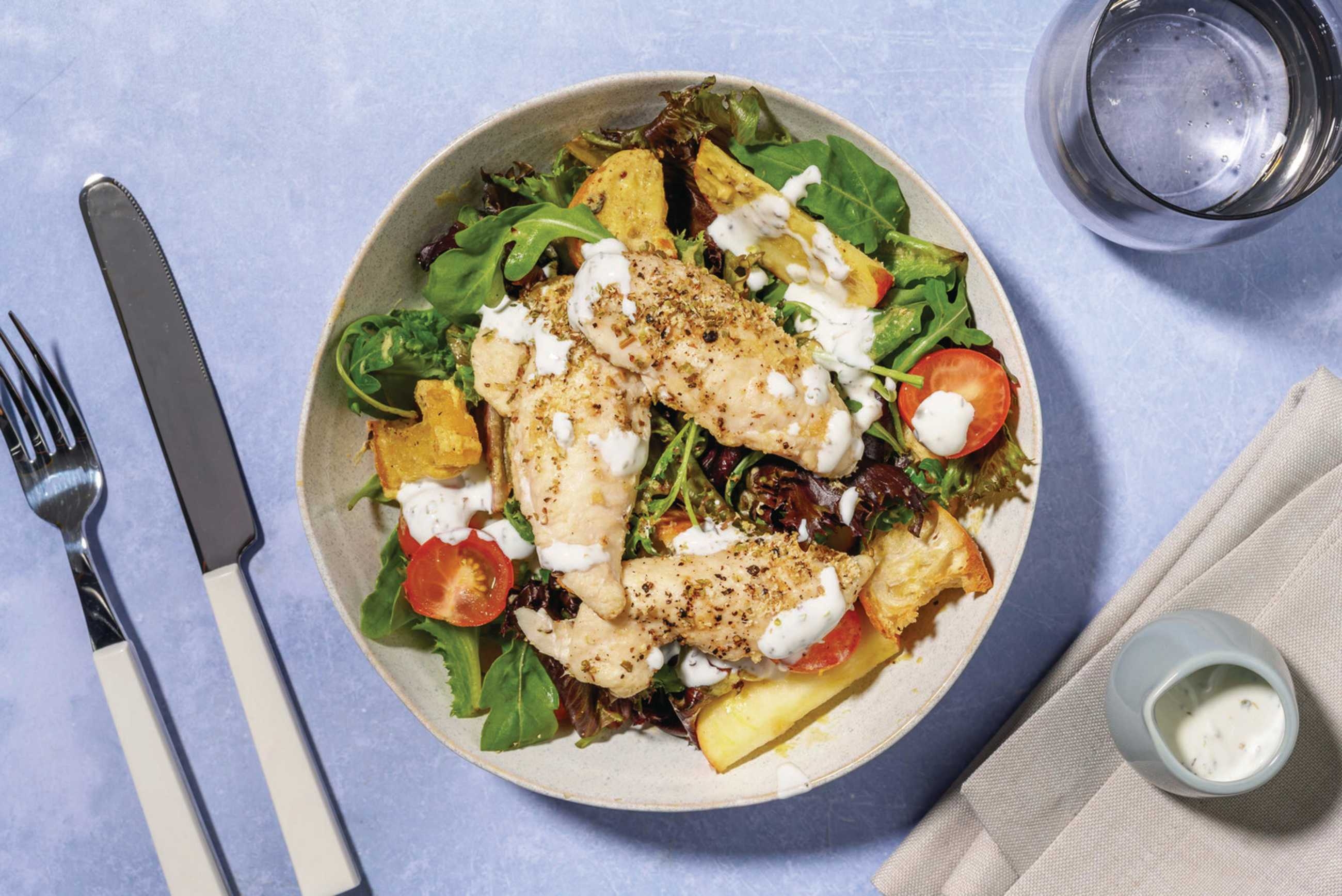 Quick Garlic-Ranch Chicken & Crouton Salad
