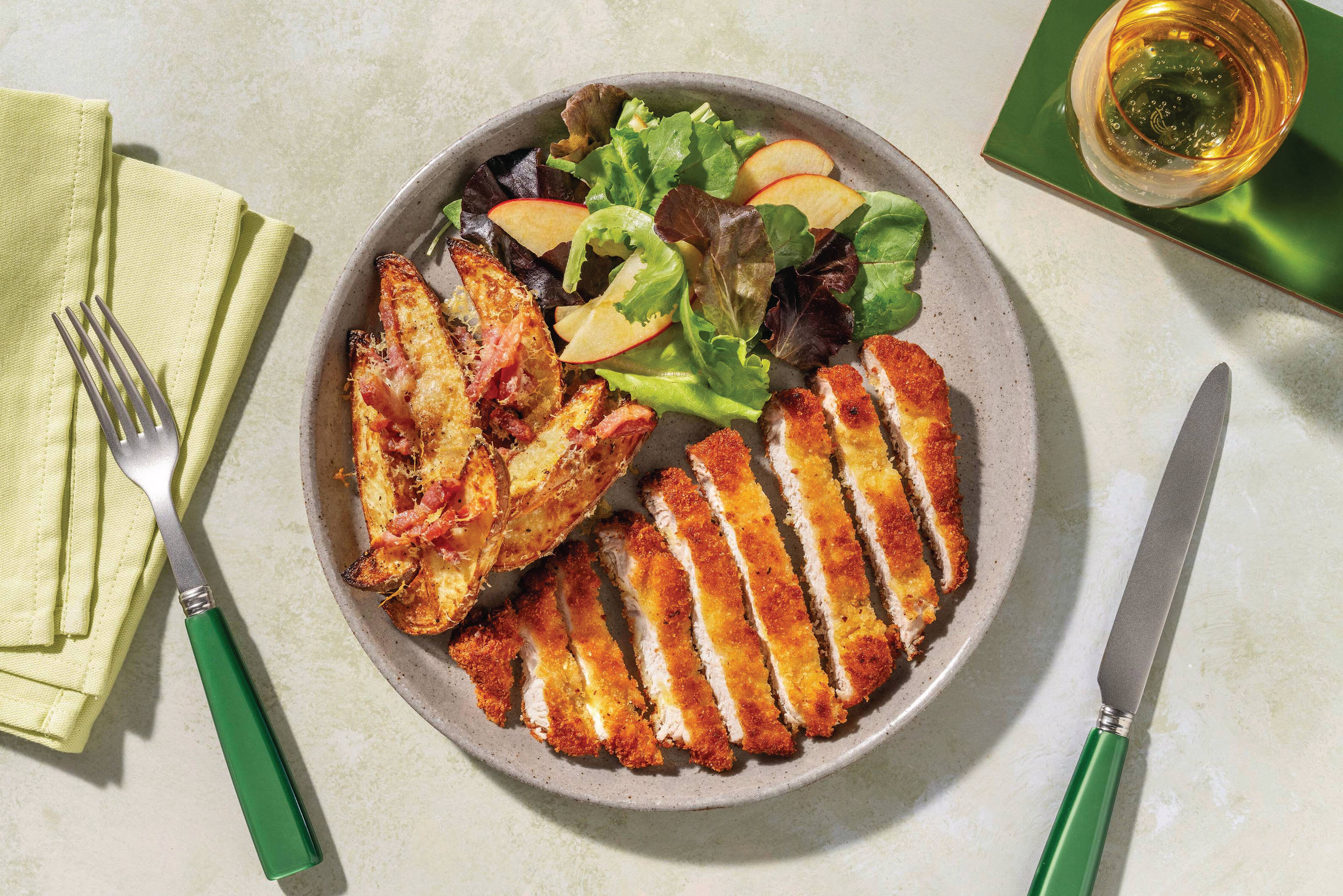 Double Crumbed Pork & Parmesan-Bacon Wedges