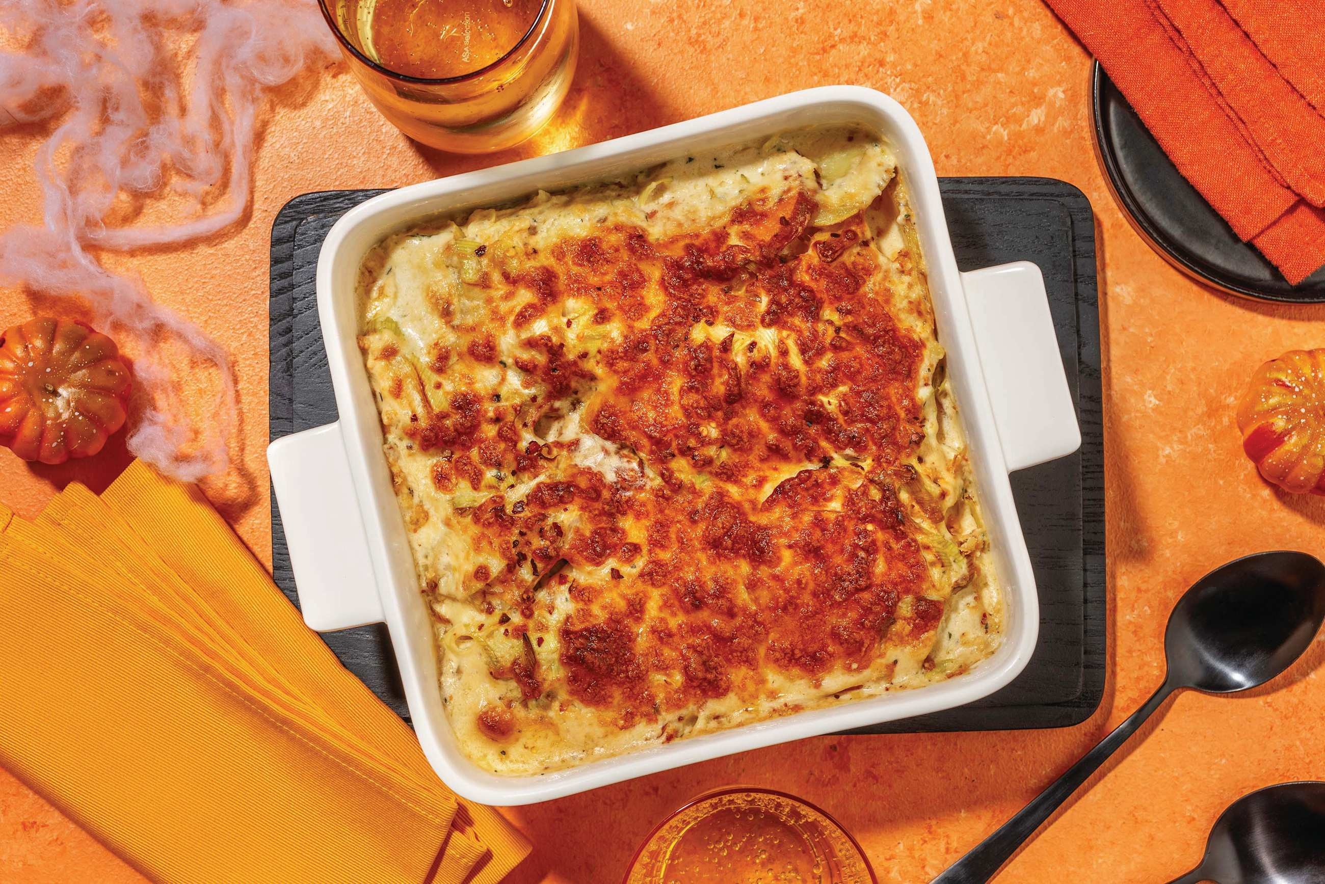 Extra Cheesy Mixed Potato & Leek Dauphinoise