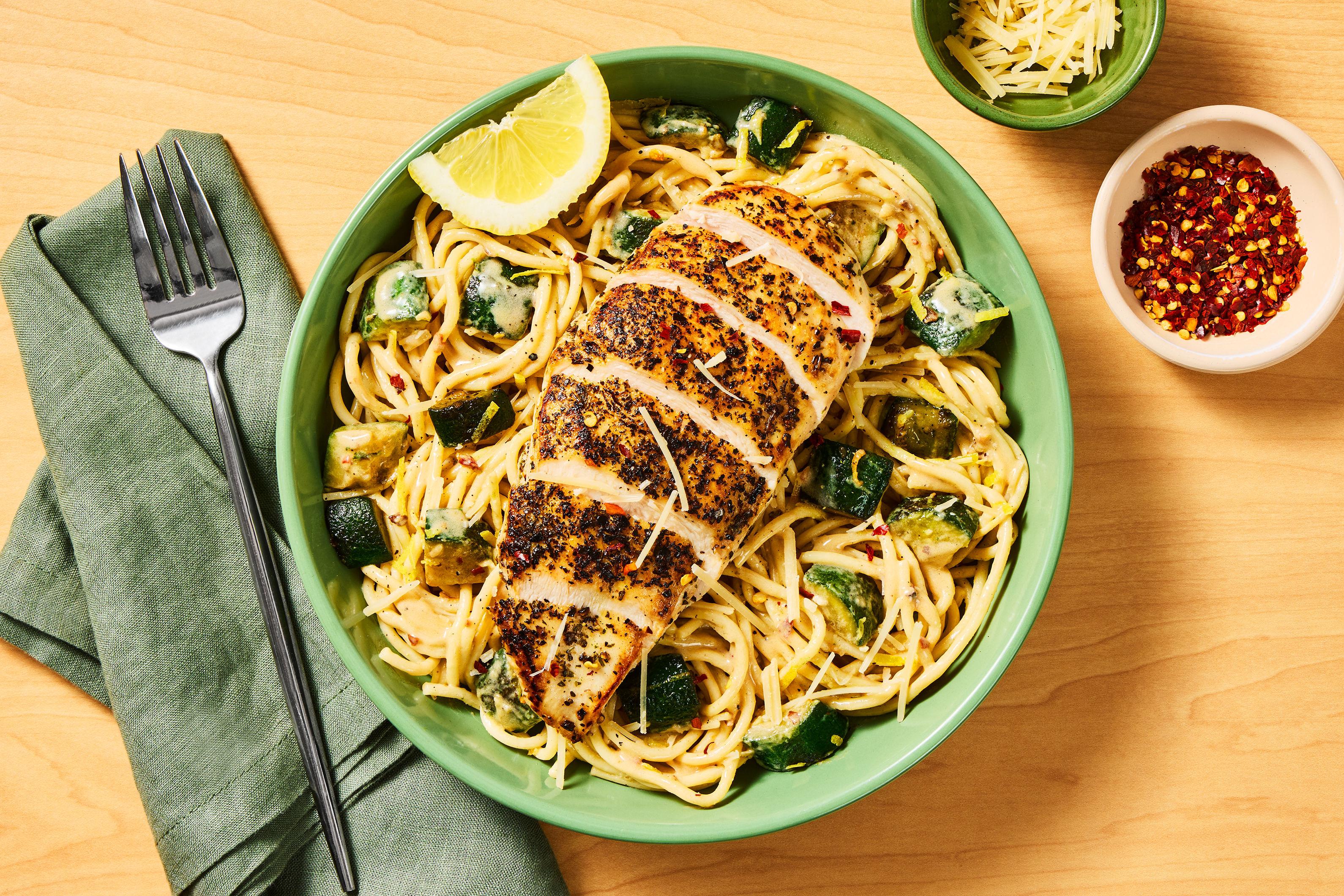 Italian Steak over Lemony Linguine