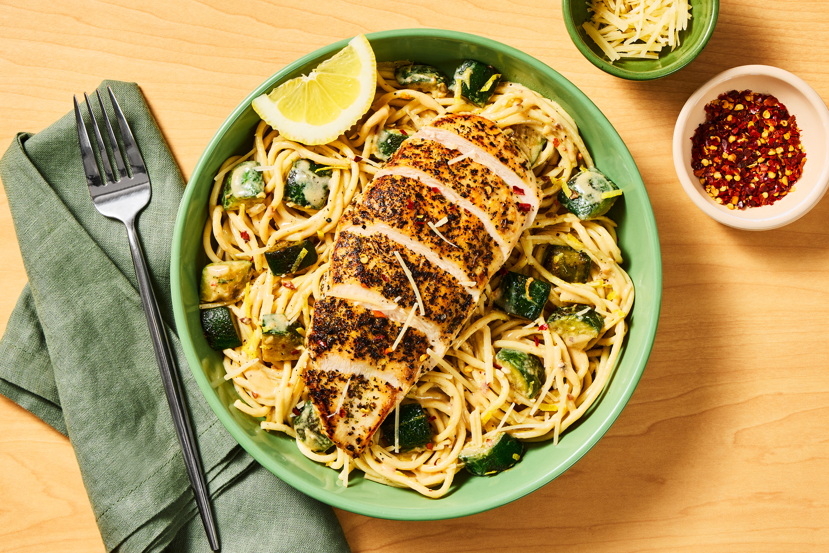 Italian Bavette Steak over Lemony Spaghetti