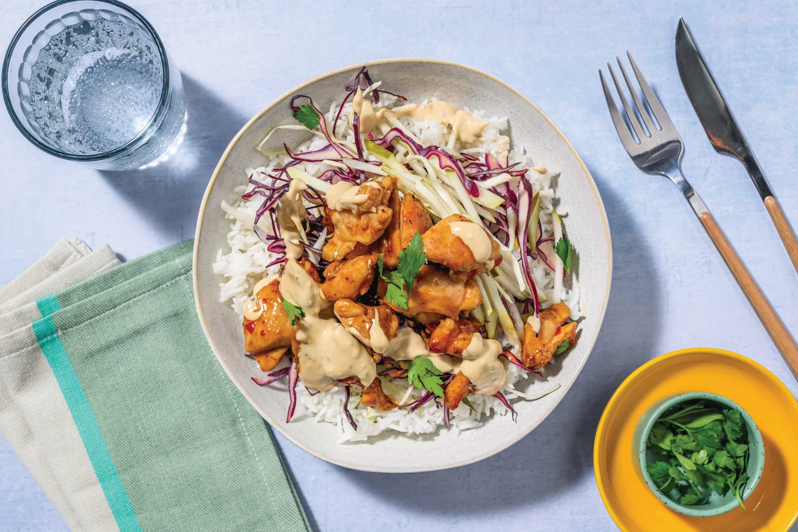 Sweet-Sticky Crispy Chicken & Cauli Broc Rice