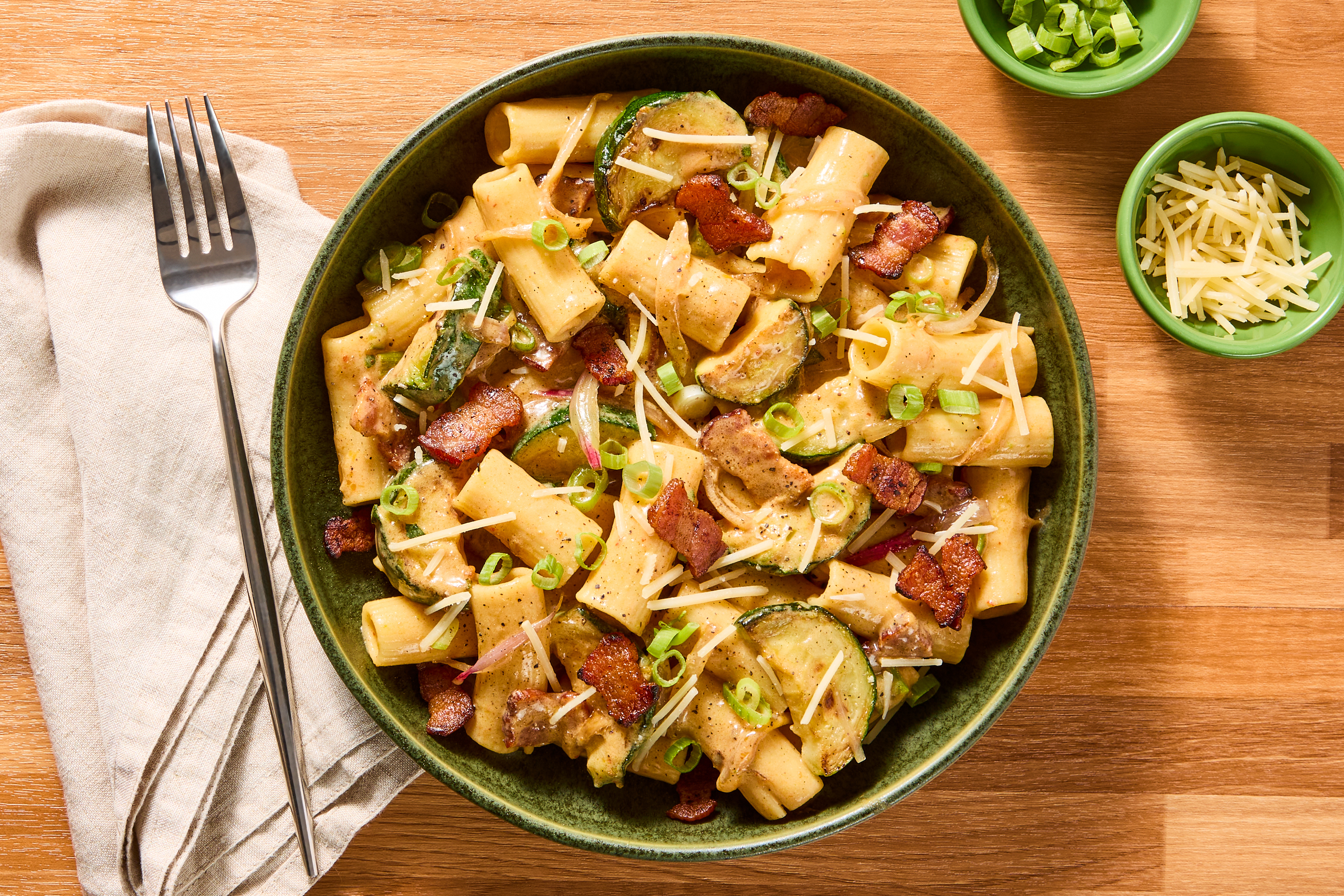 Spicy Miso Gluten-Free Fusilli with Bacon