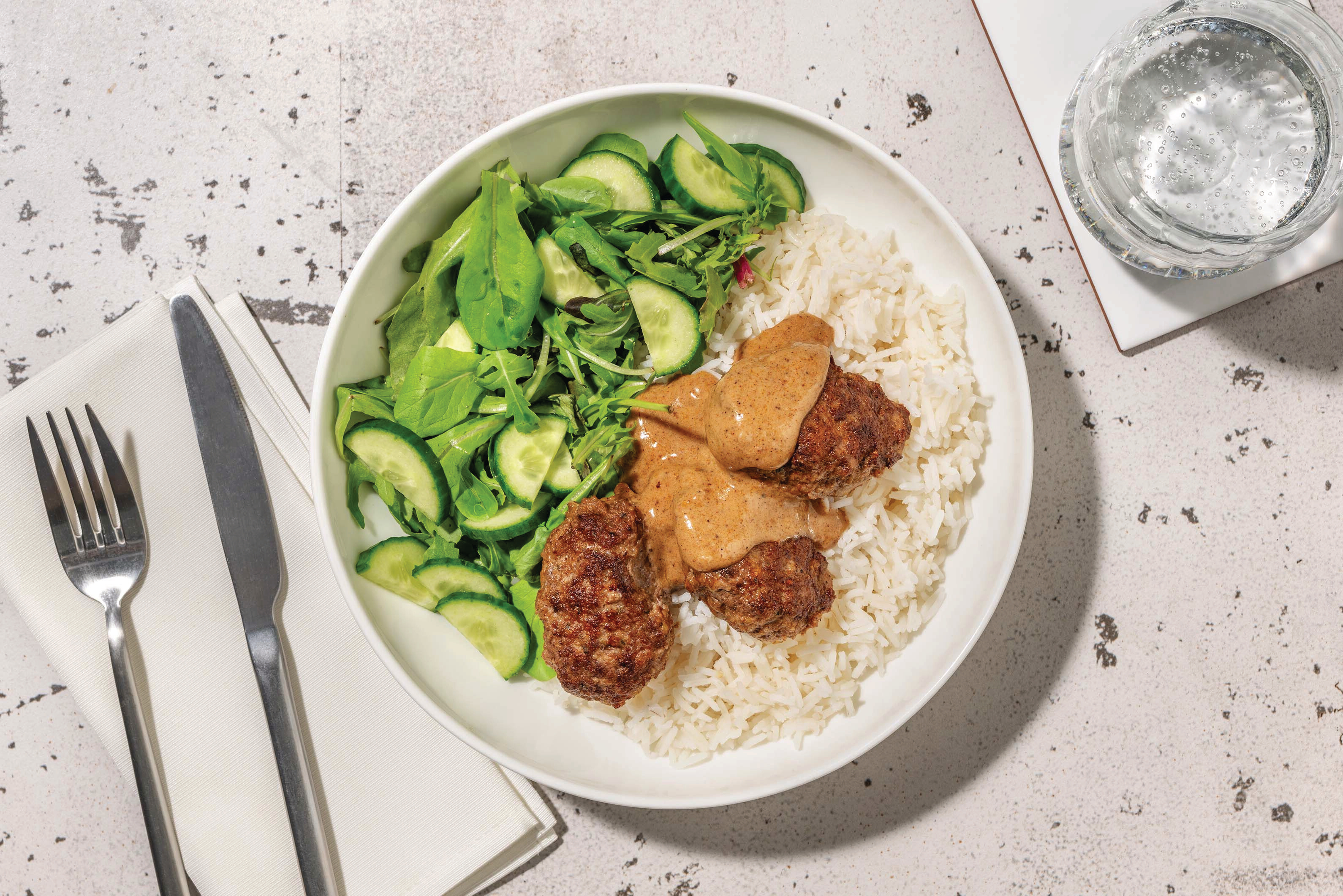 Easy Beef Kofta & Cucumber Salad