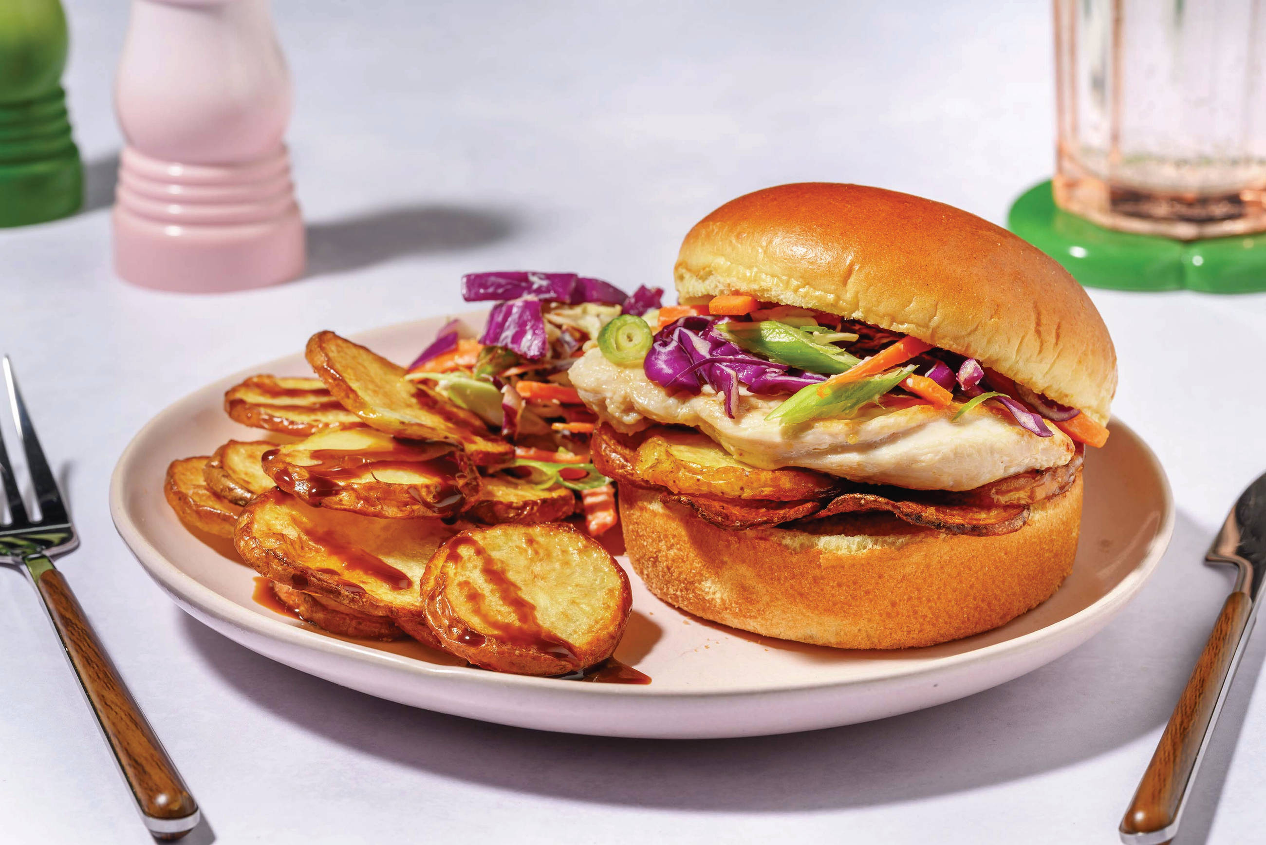 Savoury Plant-Based Crumbed Chick'n & Melted Mozzarella Burger
