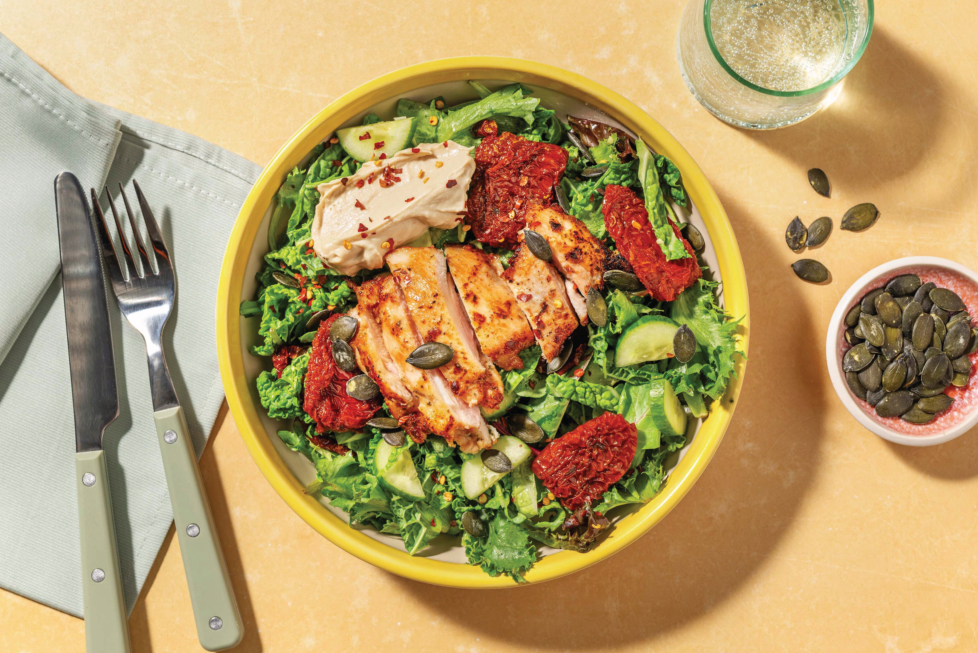 Mediterranean Glazed Chicken & Pesto Salad