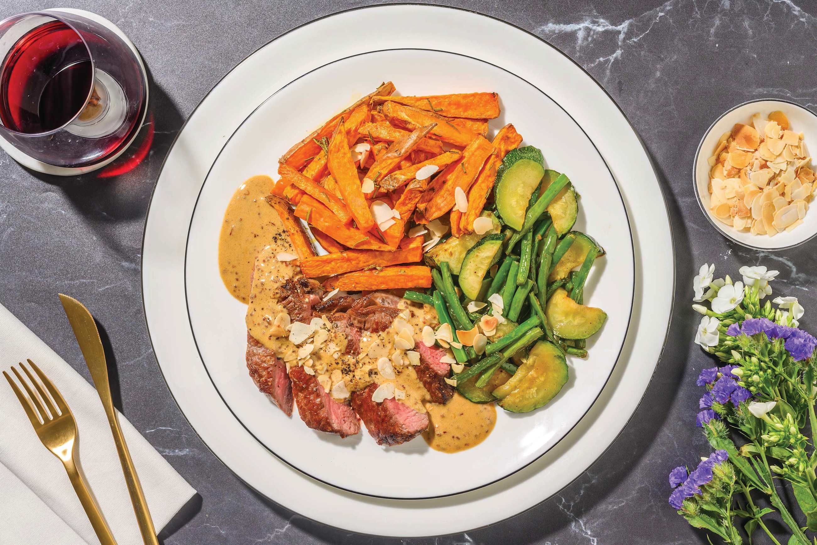 Beef Porterhouse Steak & Creamy Mustard Sauce