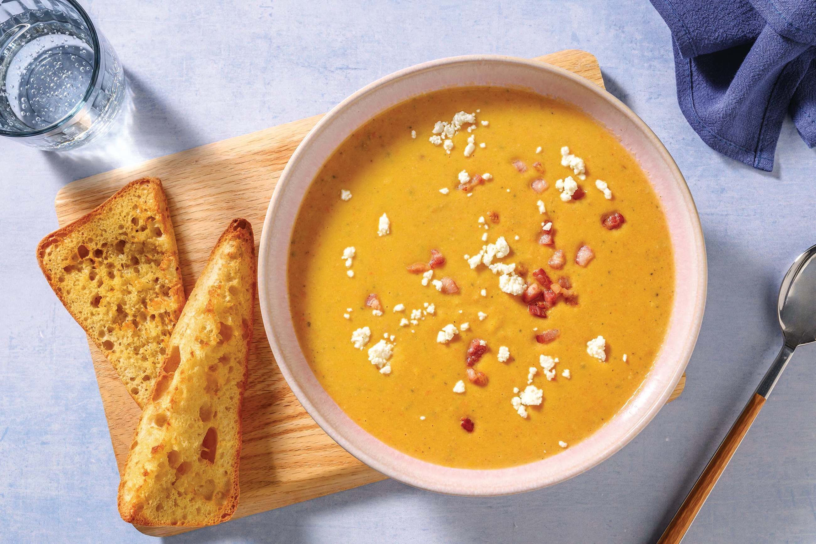 Hearty Roast Pumpkin & Plant-Based Crumbed Chick'n Soup