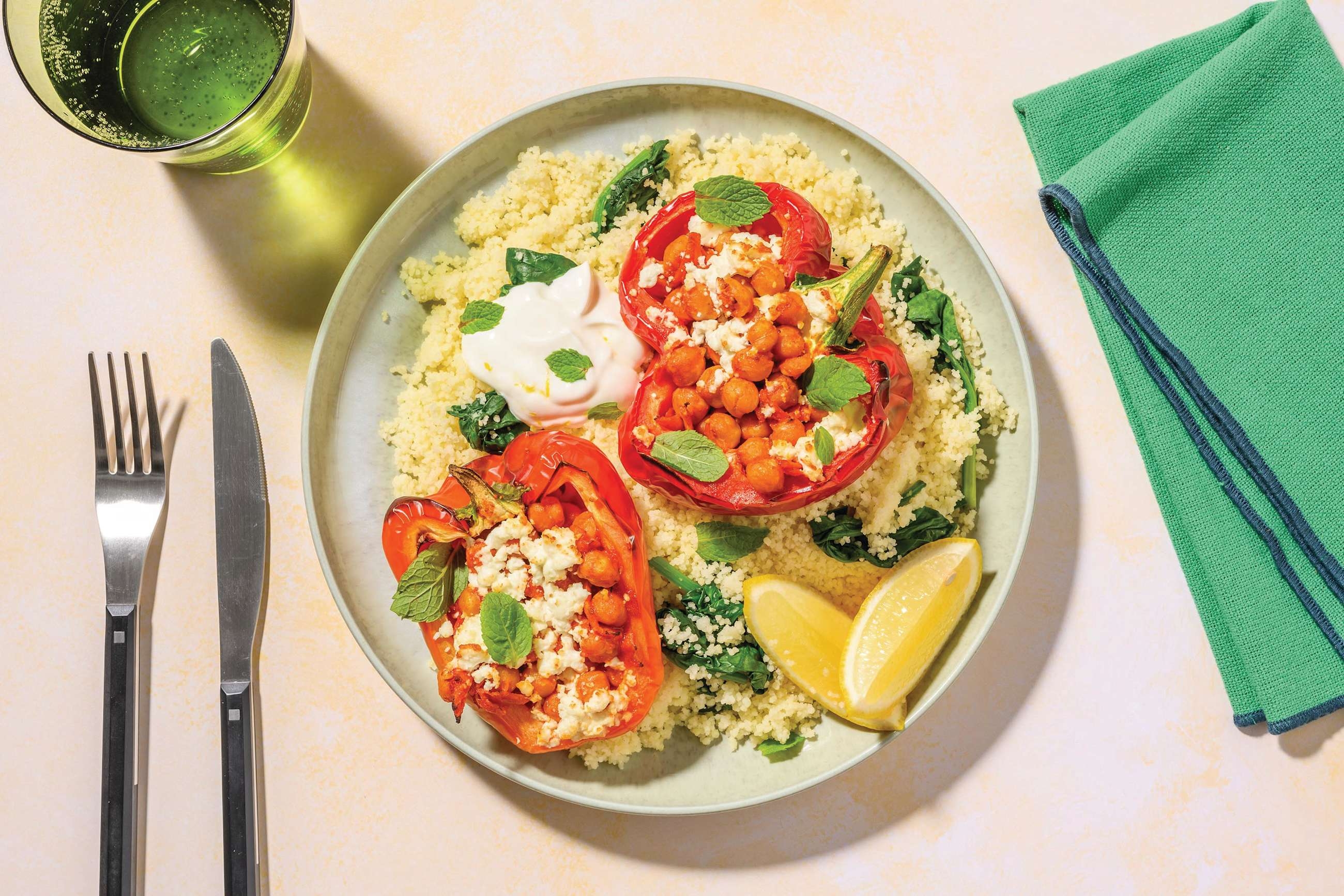 Spiced Chickpea & Fetta Stuffed Capsicums