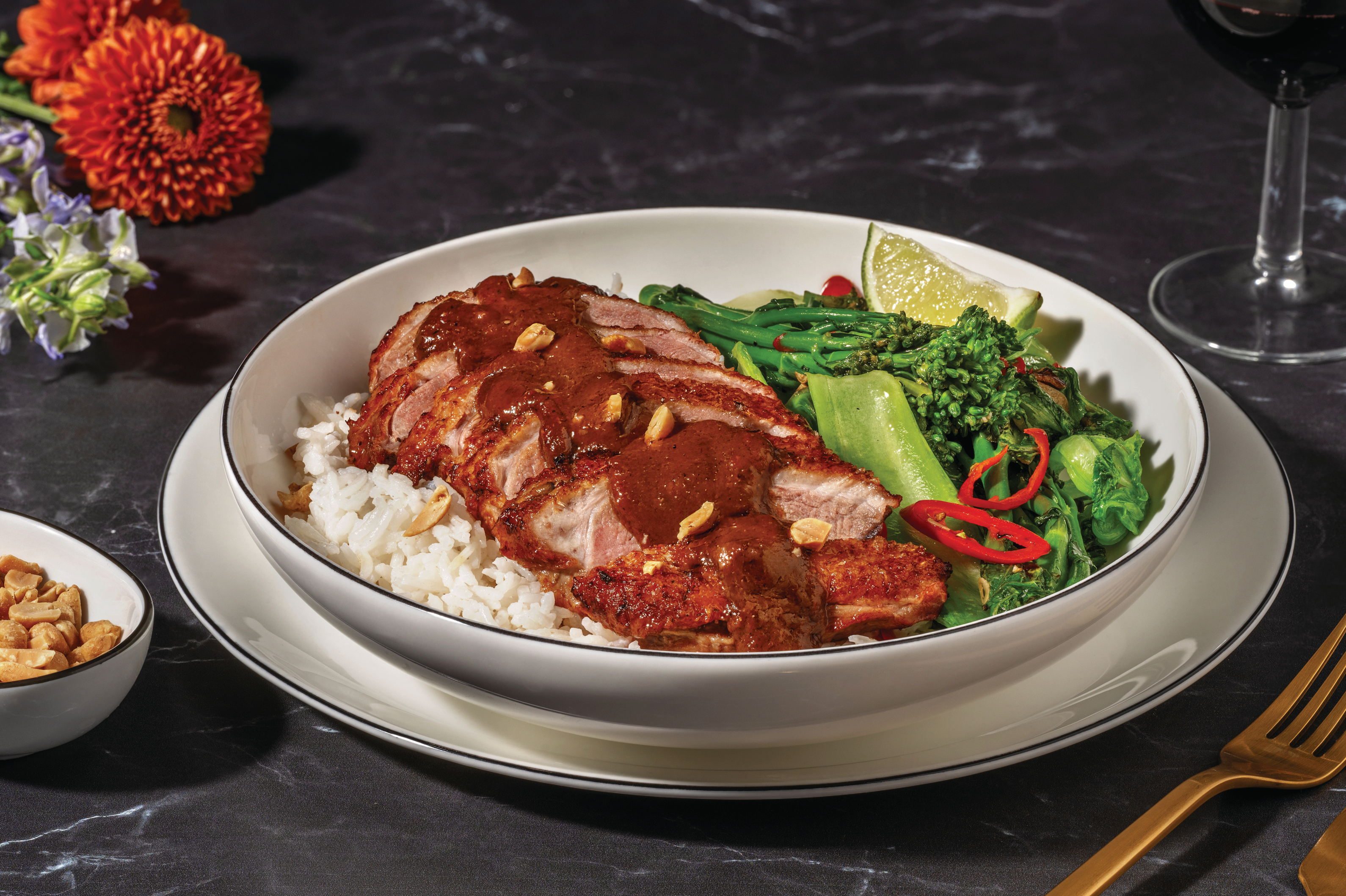 Satay-Glazed Duck & Zesty Coconut Rice