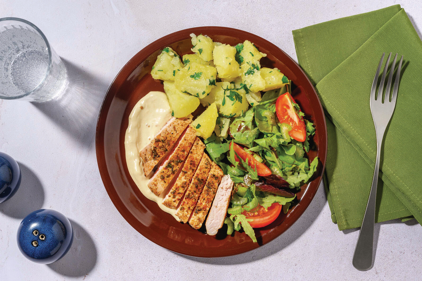 Easy Seared Chicken & Herby Crushed Potatoes