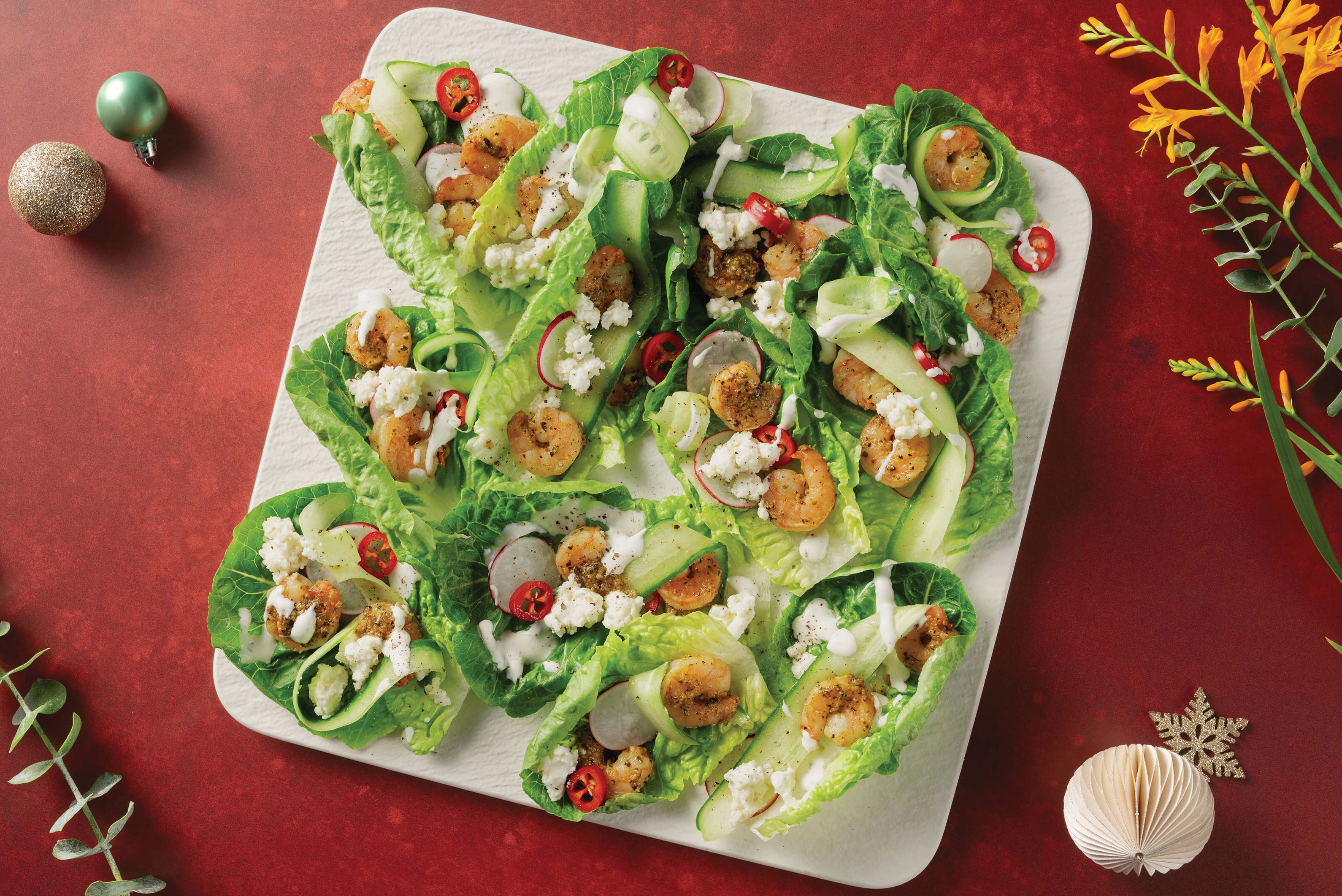 Lemon Pepper Prawn Lettuce Cup Salad
