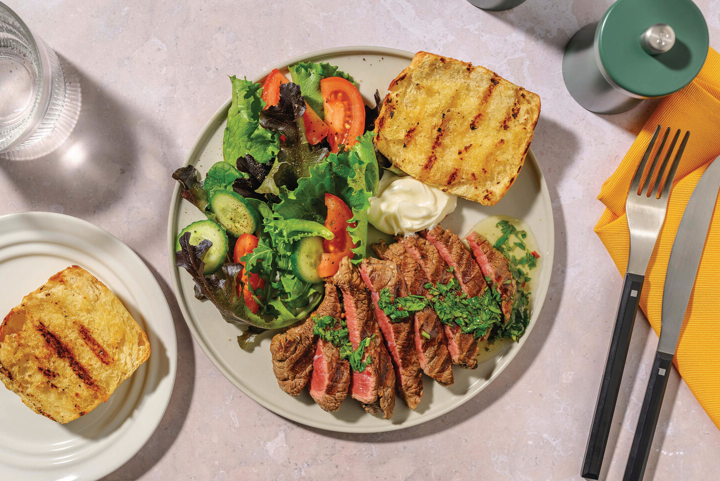 Grilled Beef Steak, Prawns & Fresh Chimichurri