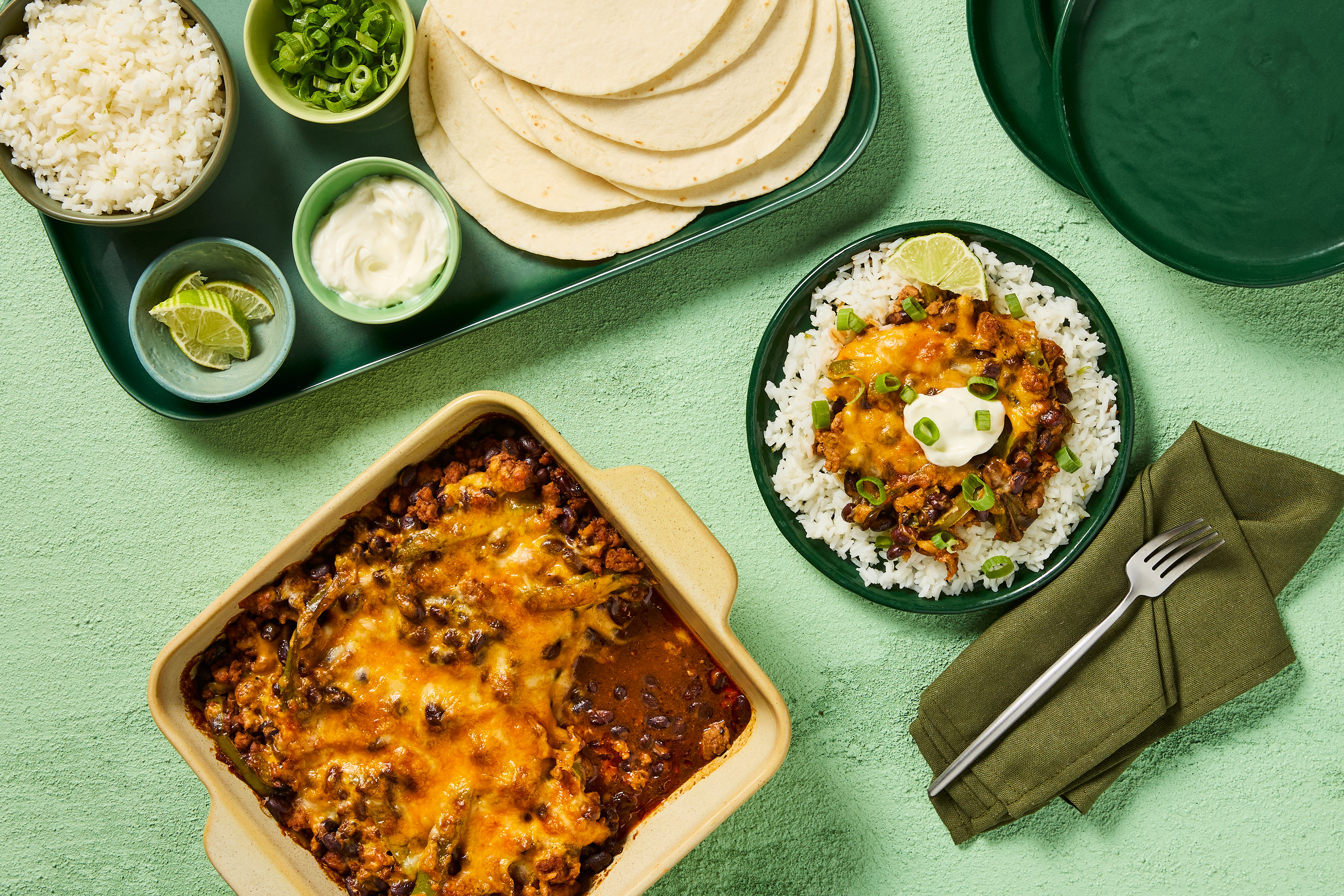 Cheesy Pork & Black Bean Bake