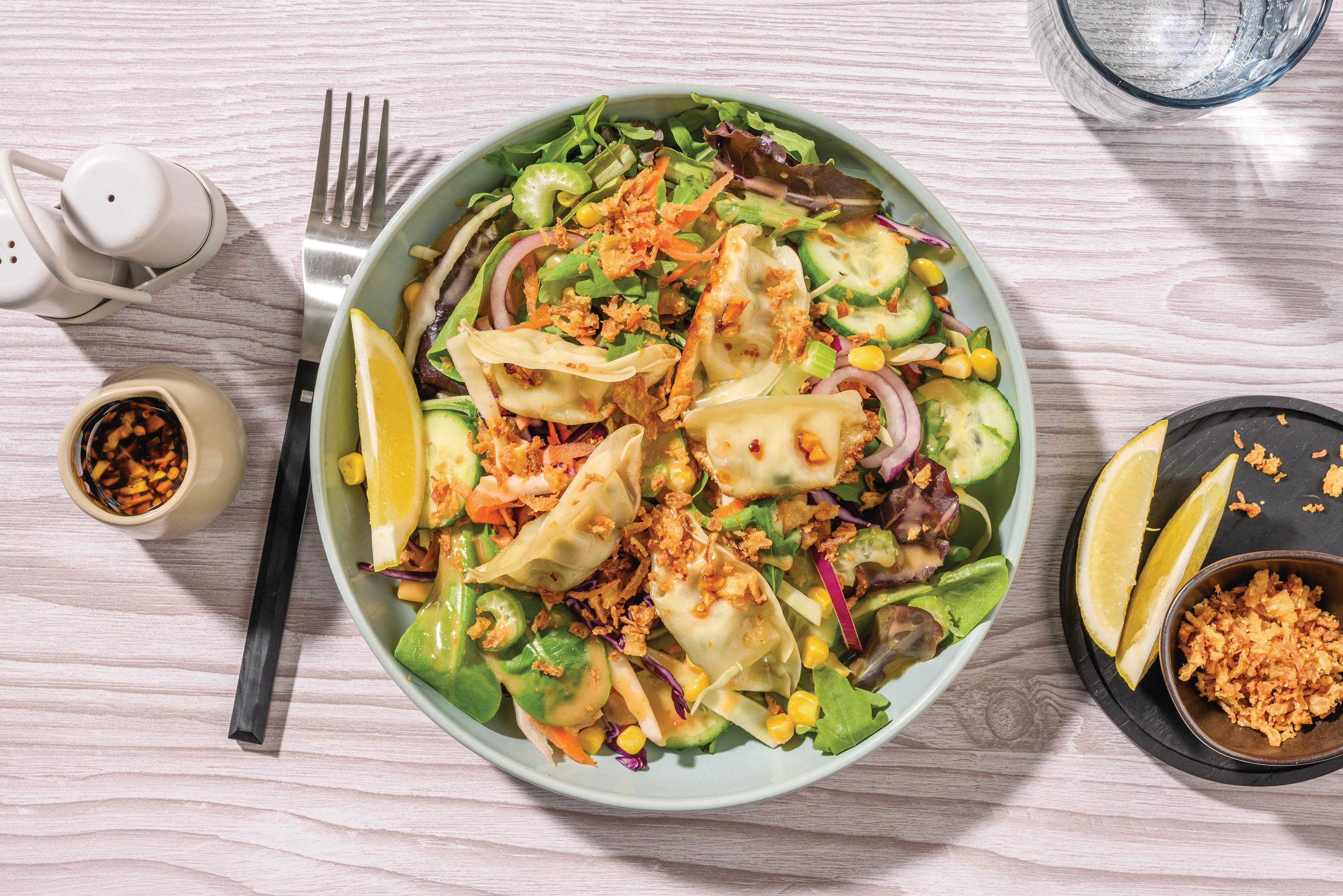 Veggie Potstickers & Sesame-Miso Salad