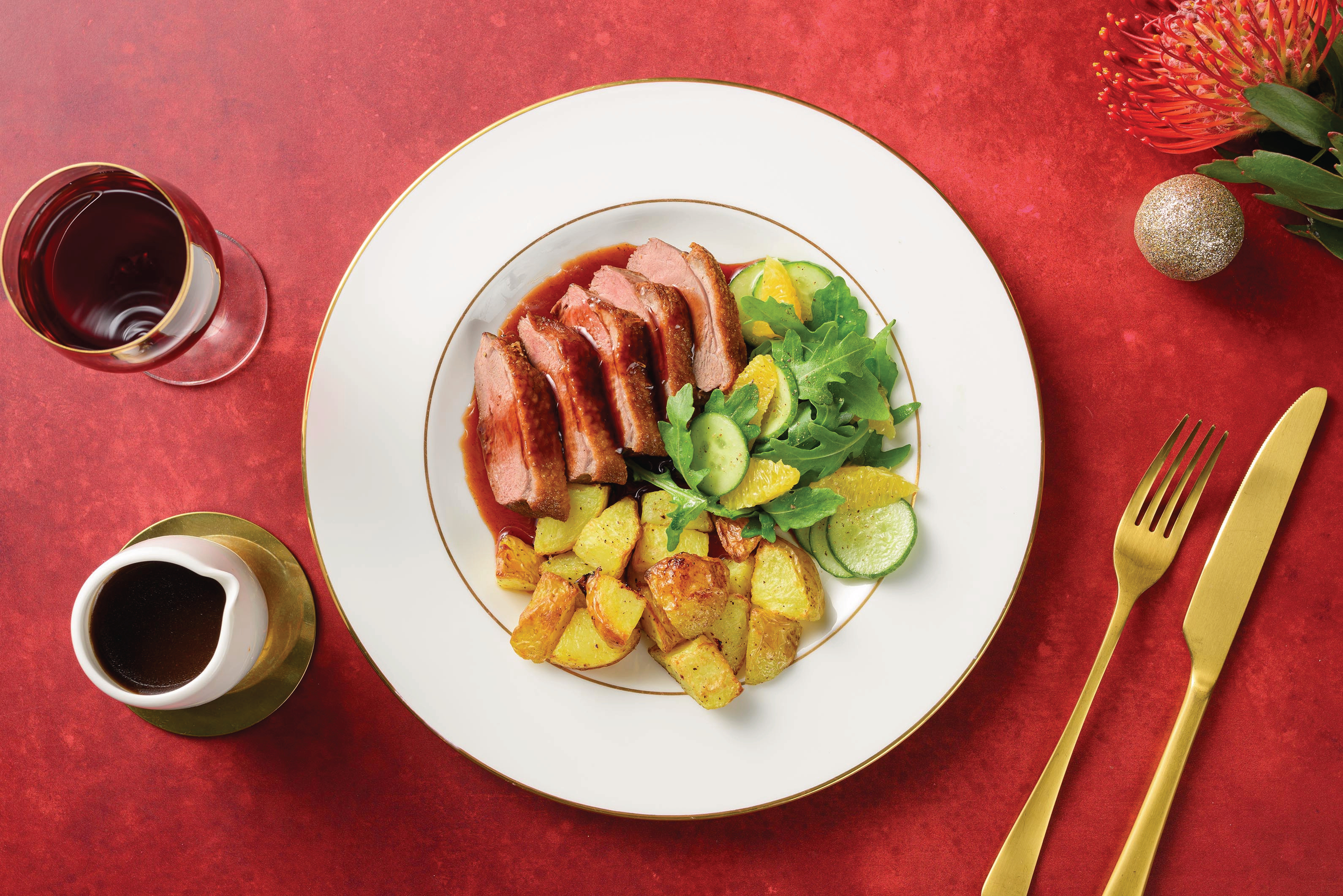 Seared Duck & Cherry Red Wine Jus