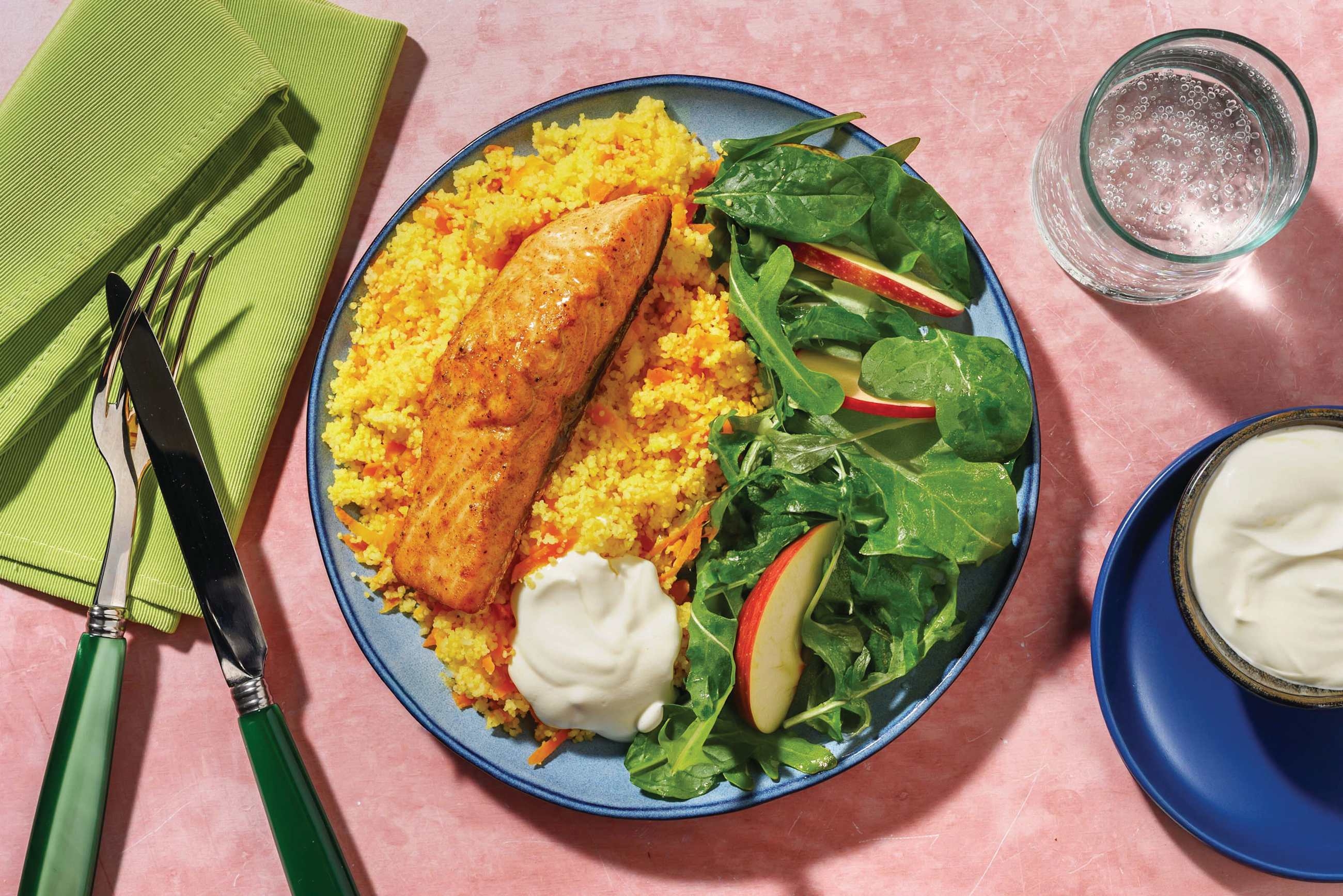 Speedy Moroccan Salmon & Garlic Yoghurt