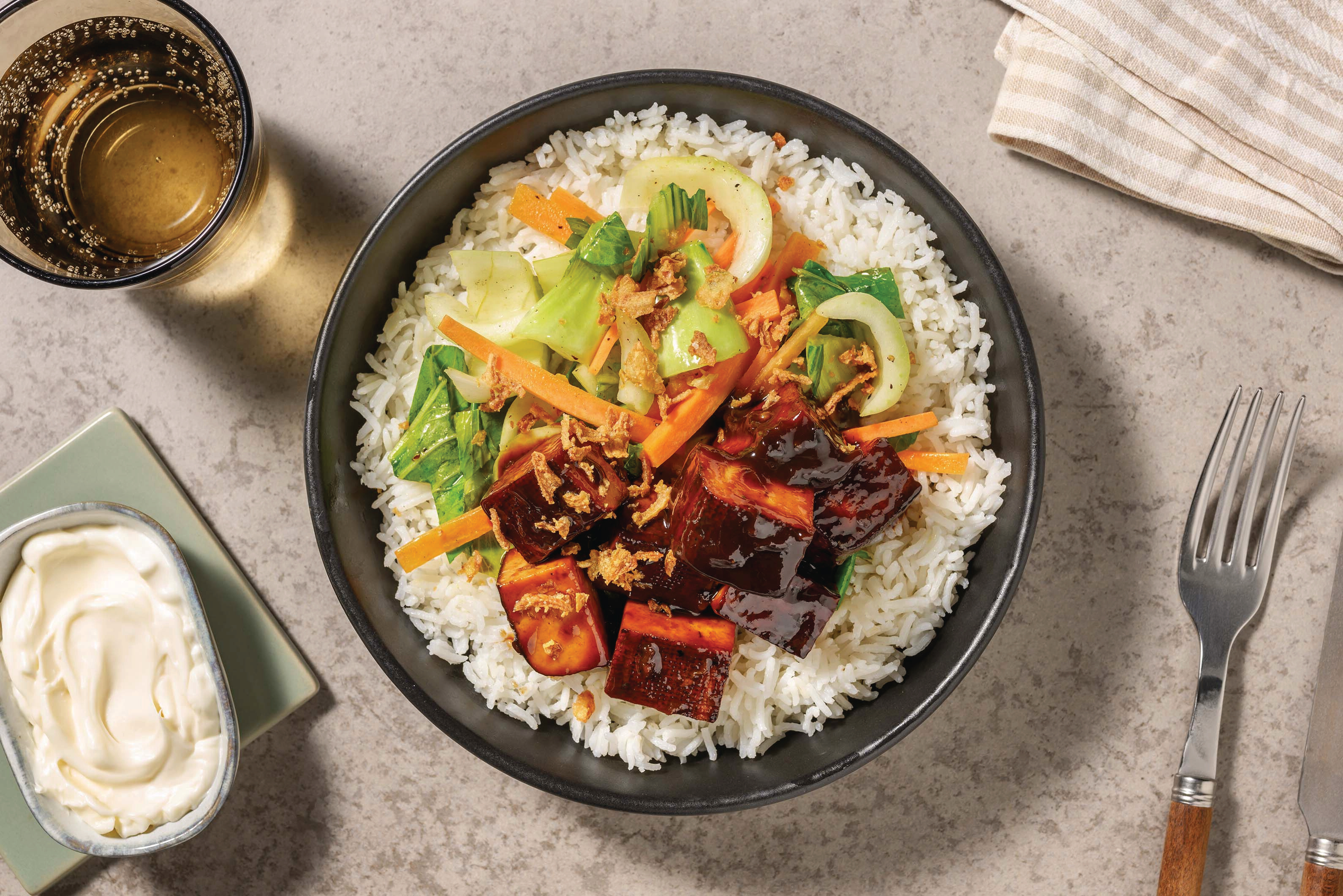Sweet Chilli-Glazed Tofu & Chicken