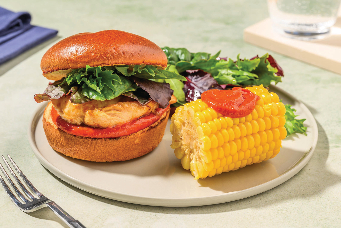 Korean Gochujang Aioli Chicken Burger