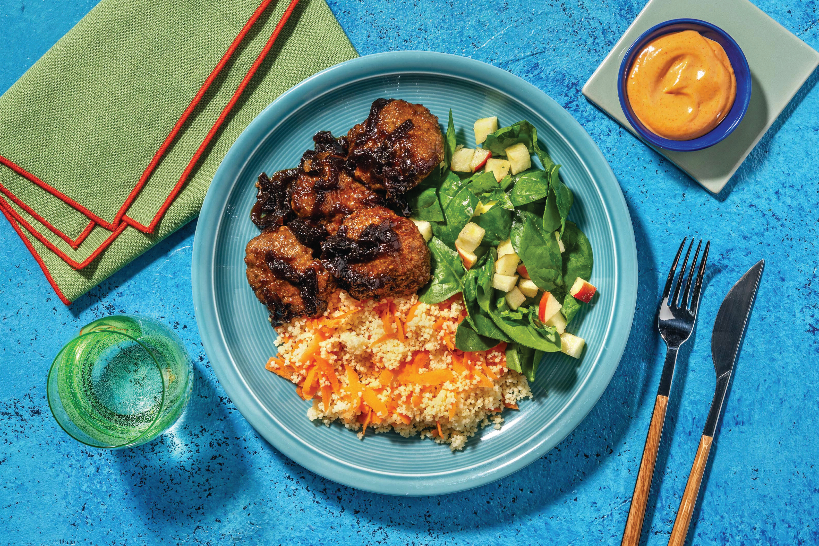 Jerk-Spiced Beef Rissoles & Onion Glaze