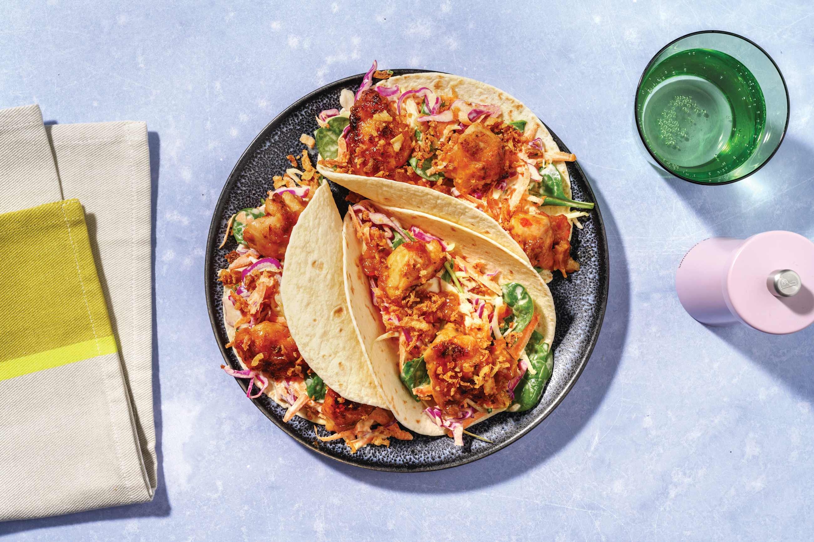 Speedy Sticky Korean Beef Strips Tacos