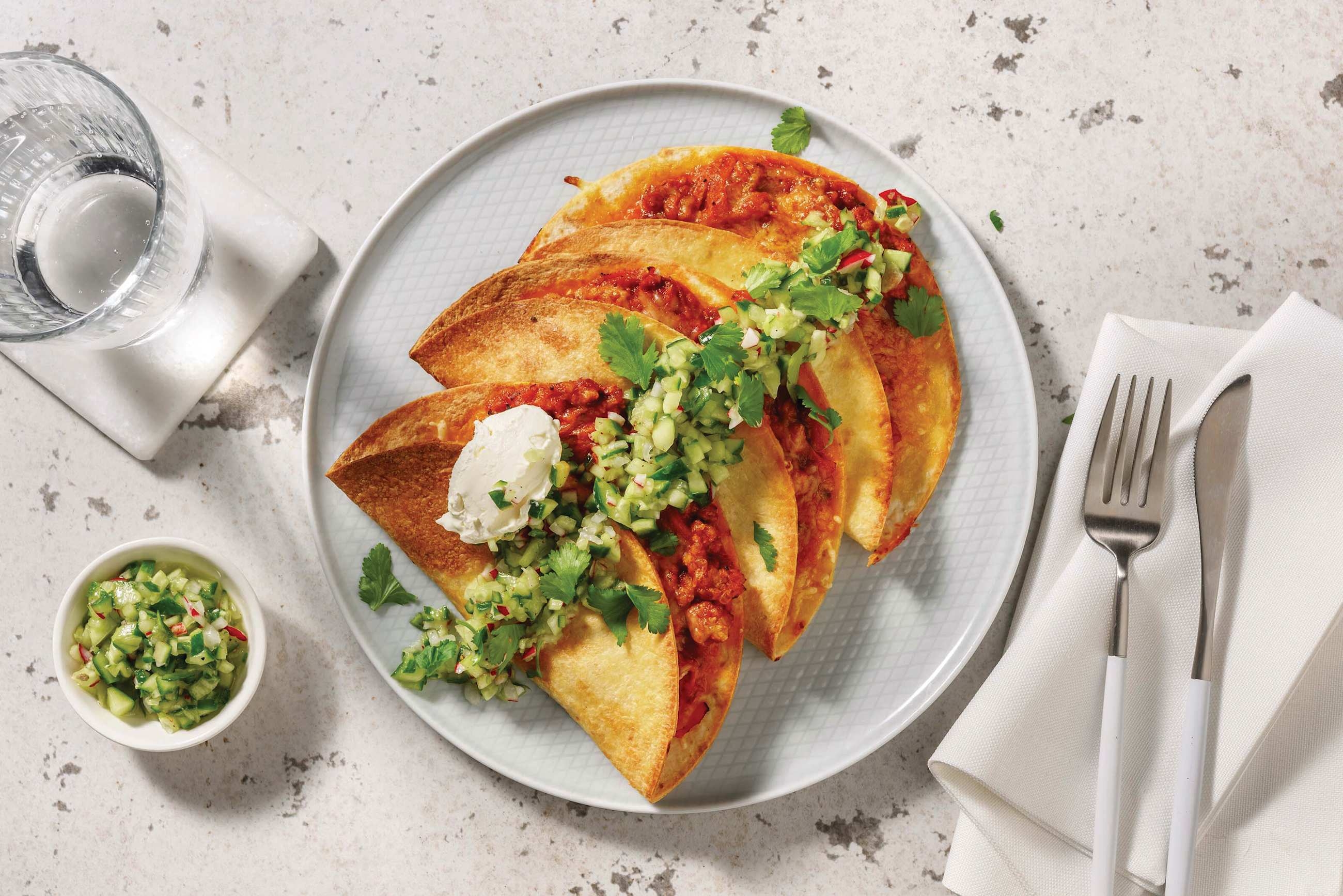 [S-Version] Cheesy Mexican Pork Quesadillas