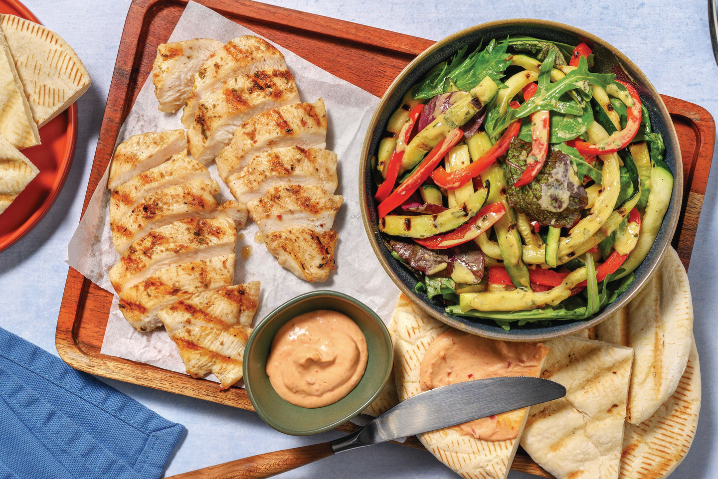 Grilled Herby Chicken, Haloumi & Veggie Salad