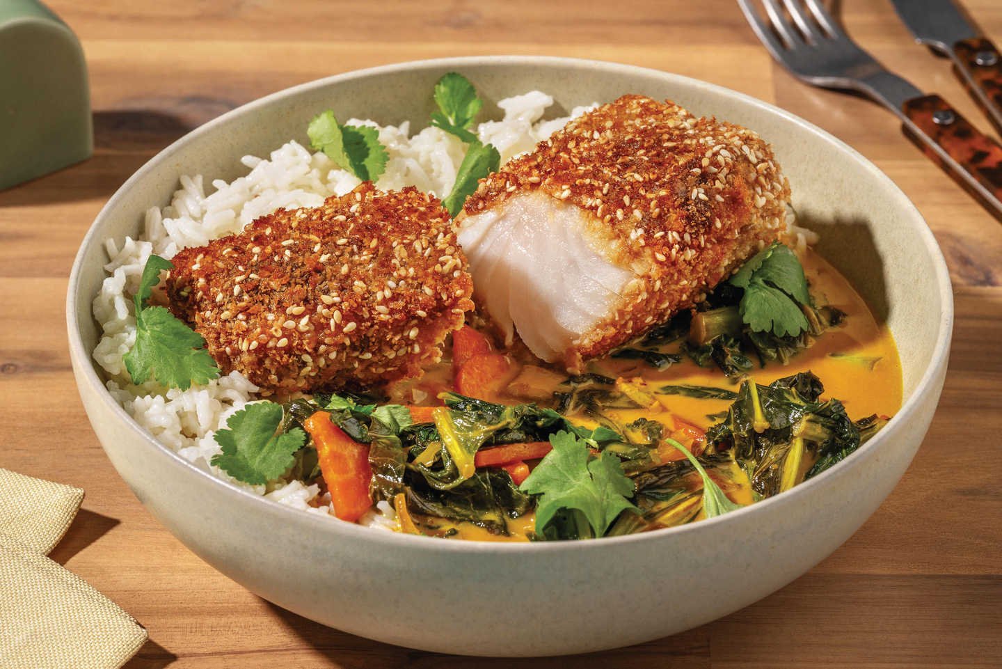 Sesame Crumbed White Fish & Katsu Curry