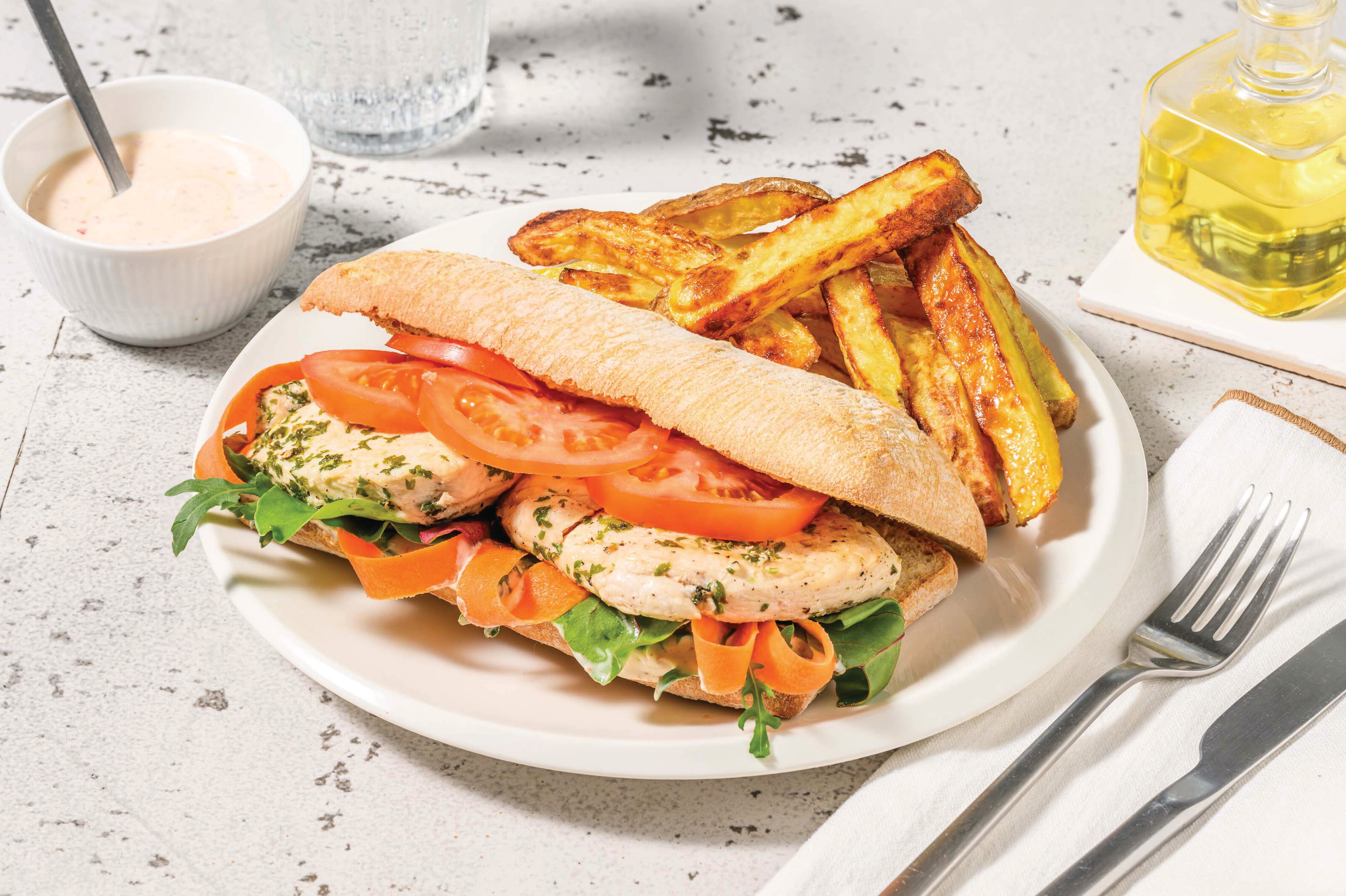 Double Garlicky Chicken Salad Ciabatta