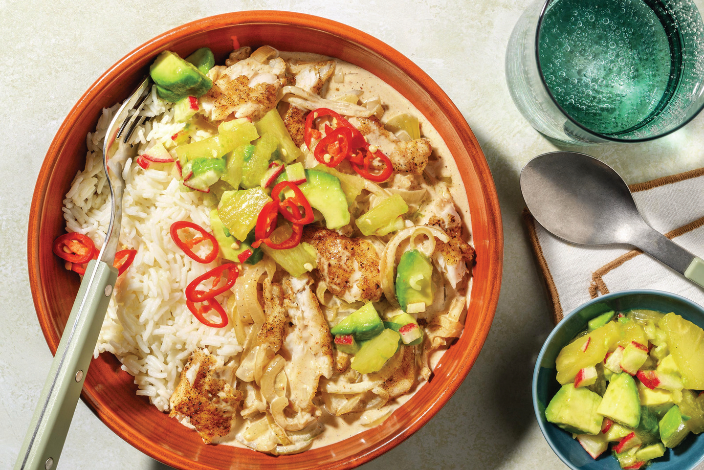 Caribbean Double Fish Curry & Garlic Rice