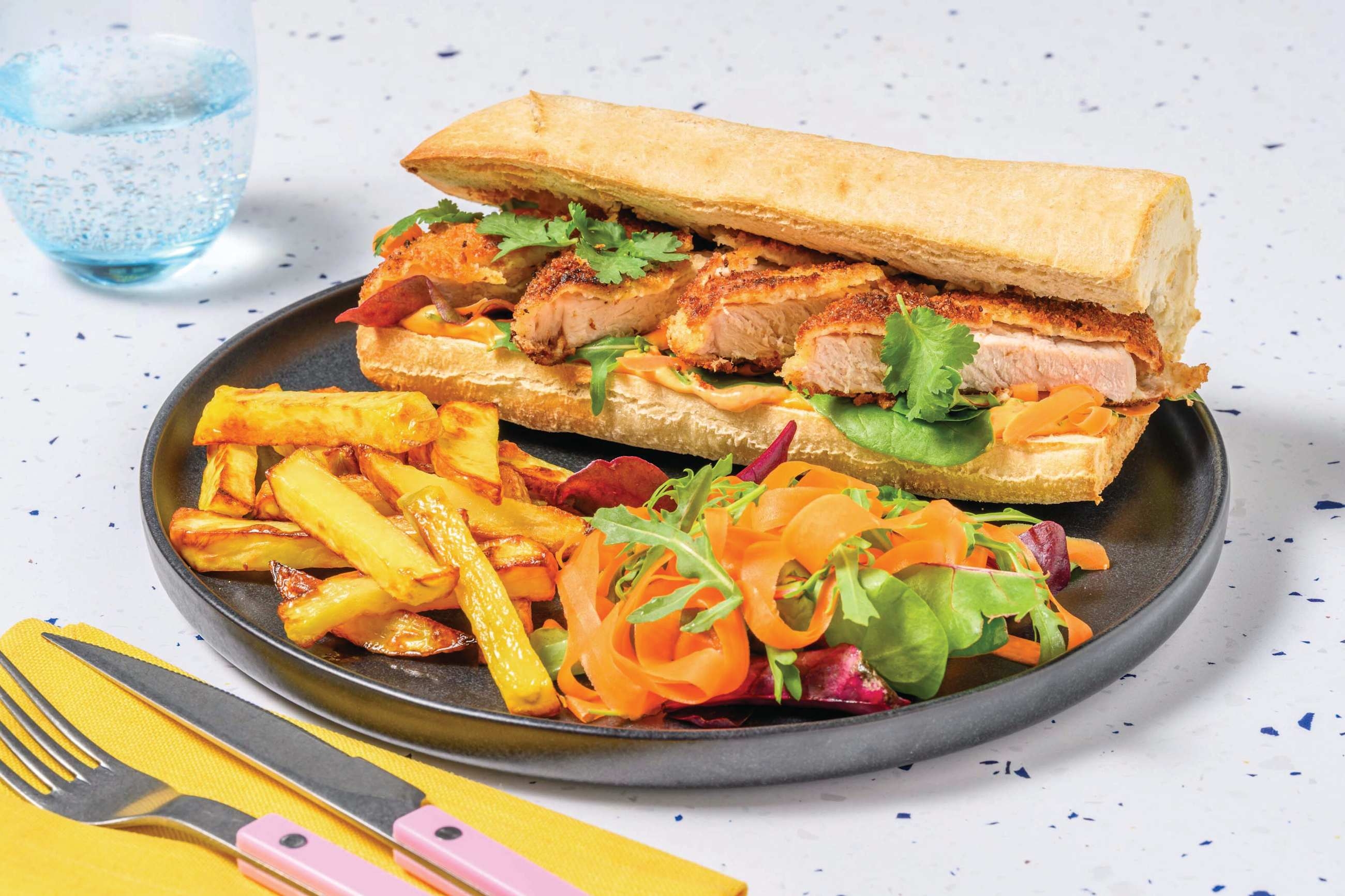 Pork Schnitzel Banh Mi & Hand-Cut Fries