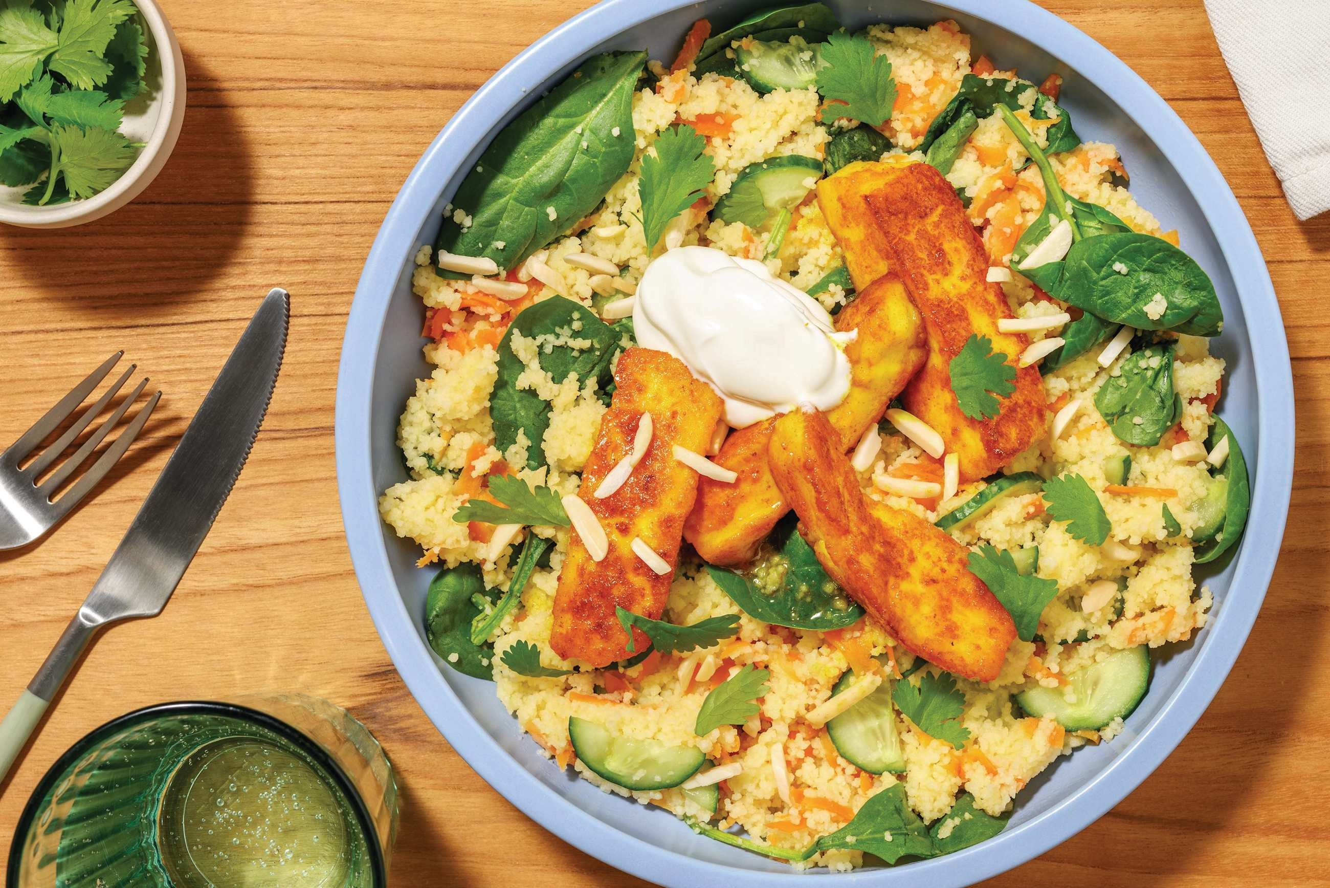 Golden Halloumi & Veggie Couscous