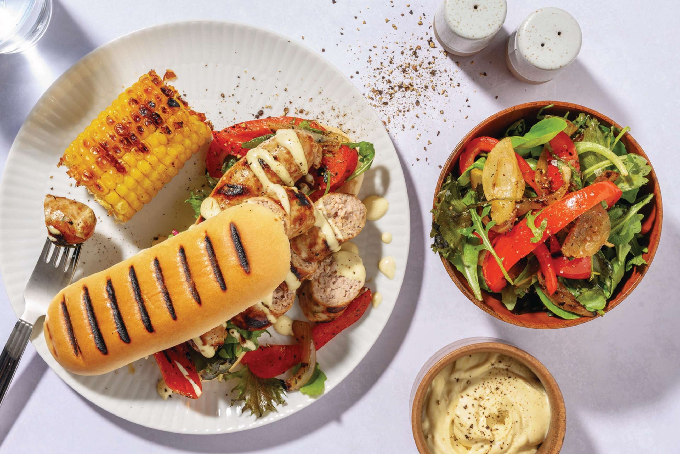 Double Beef Sausage Sizzle & Charred Corn Cob