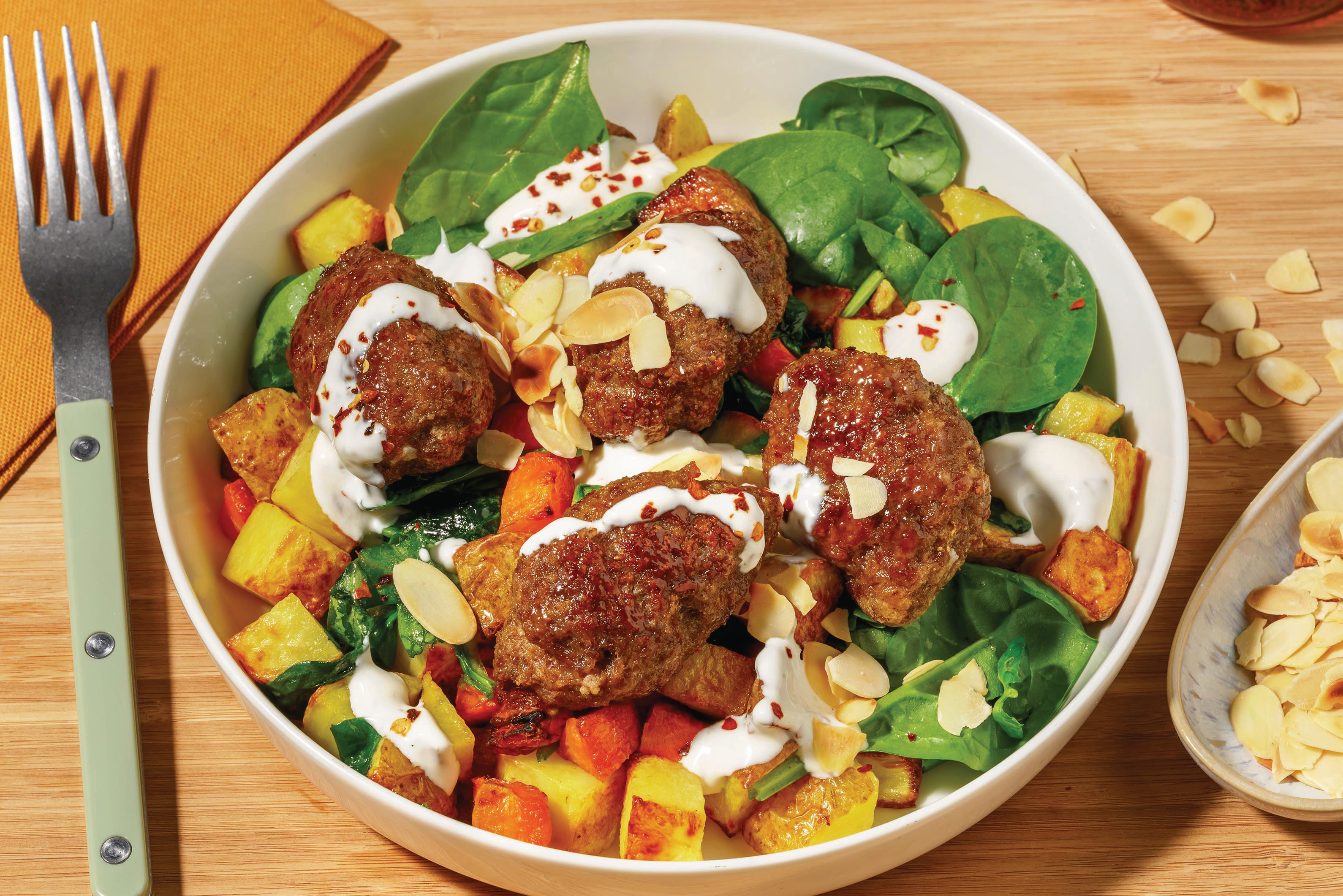 Classic Lamb Rissoles & Roast Veggie Toss