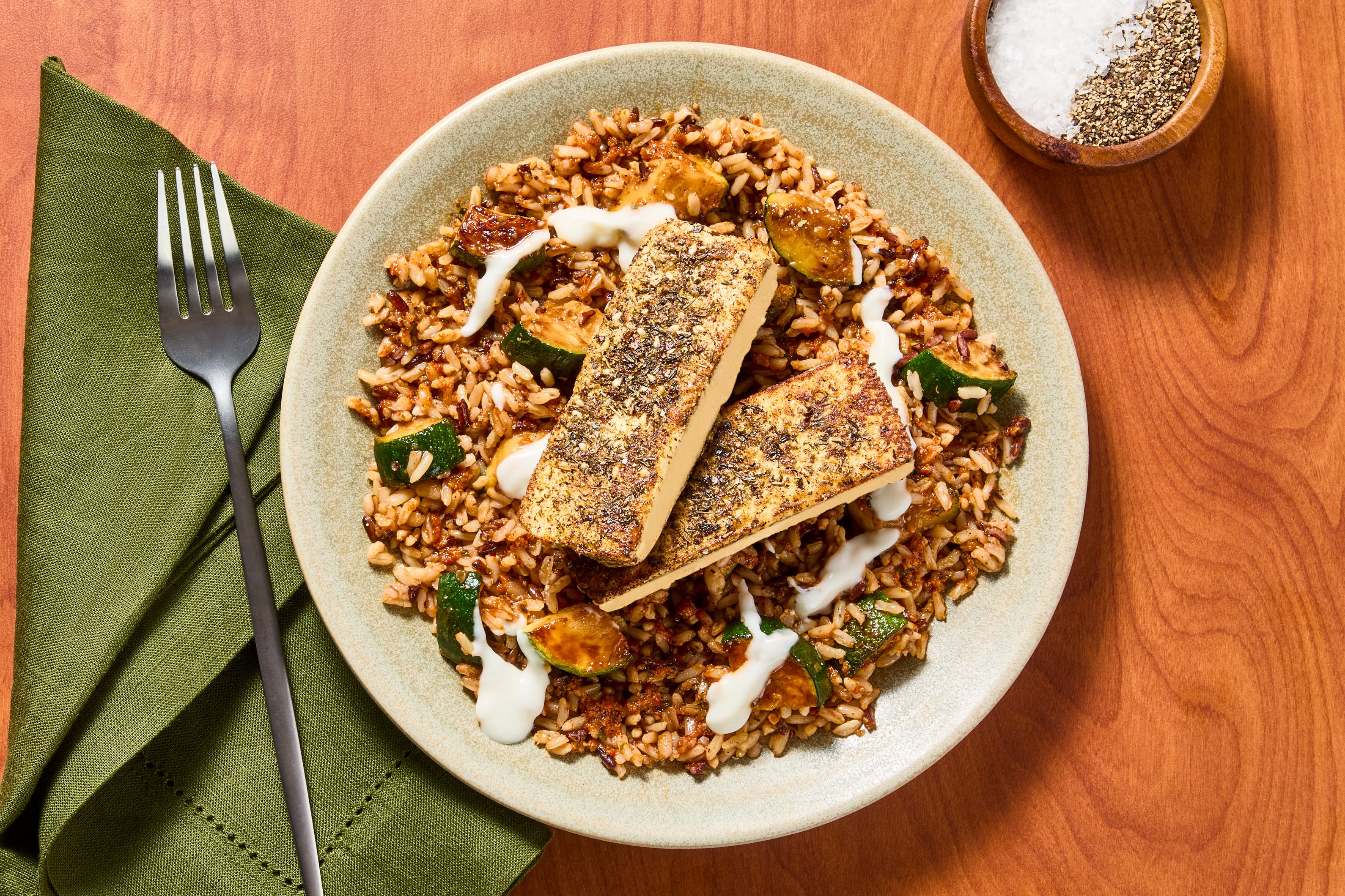 Za’atar-Crusted Halloumi & Mixed Grains