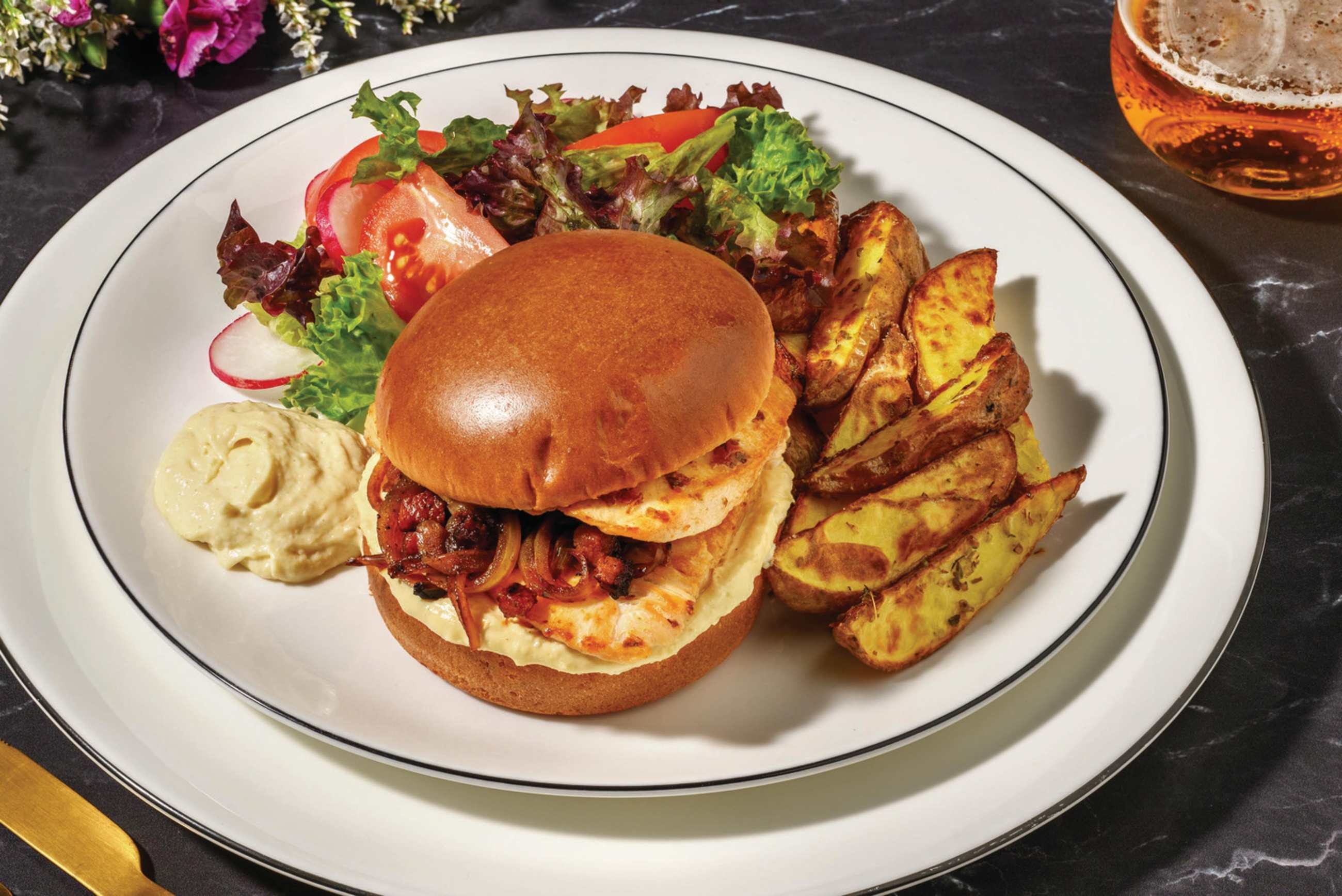 Caesar-Style Chicken & Bacon Burger