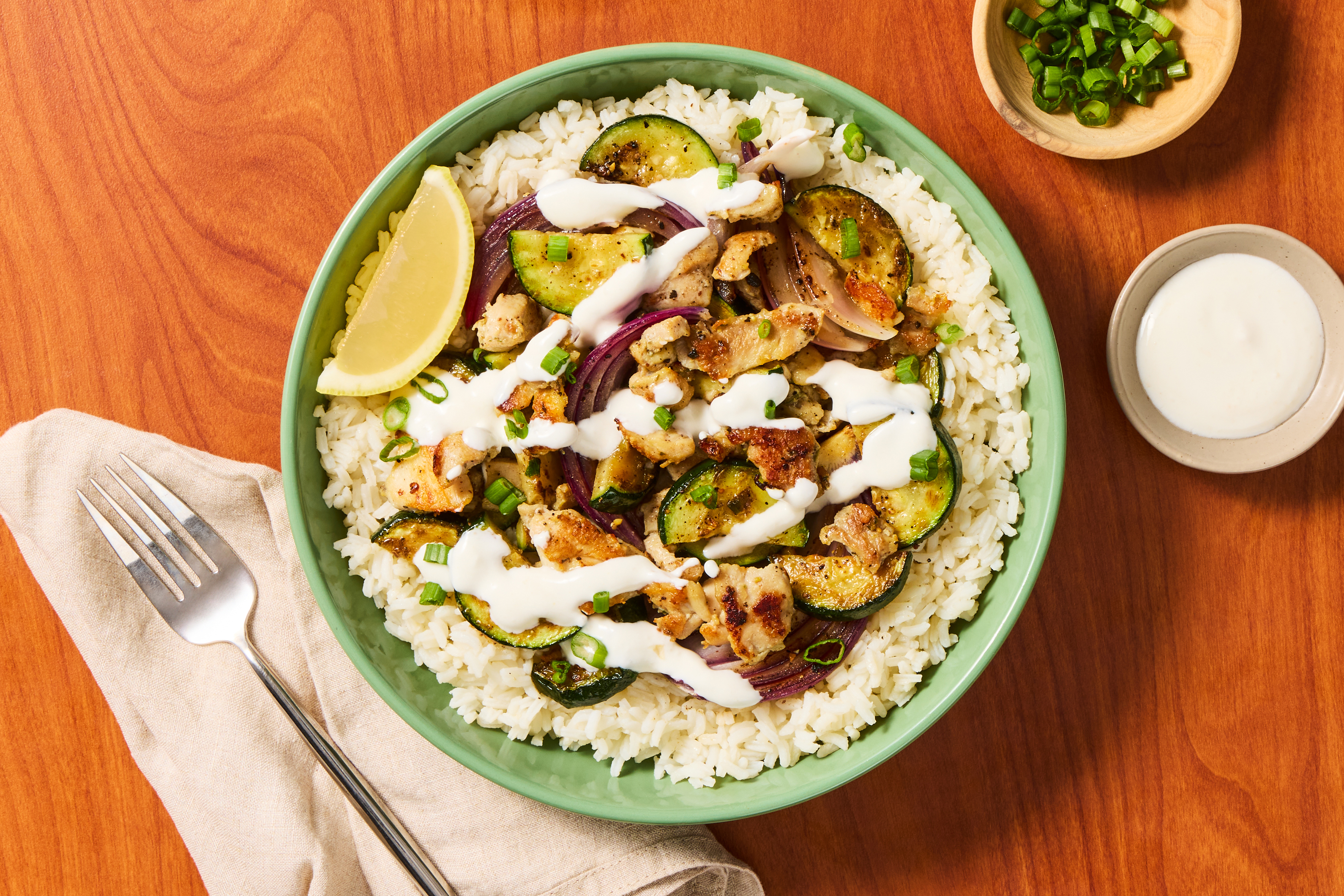 Lemony Chicken & Zucchini Rice Bowls