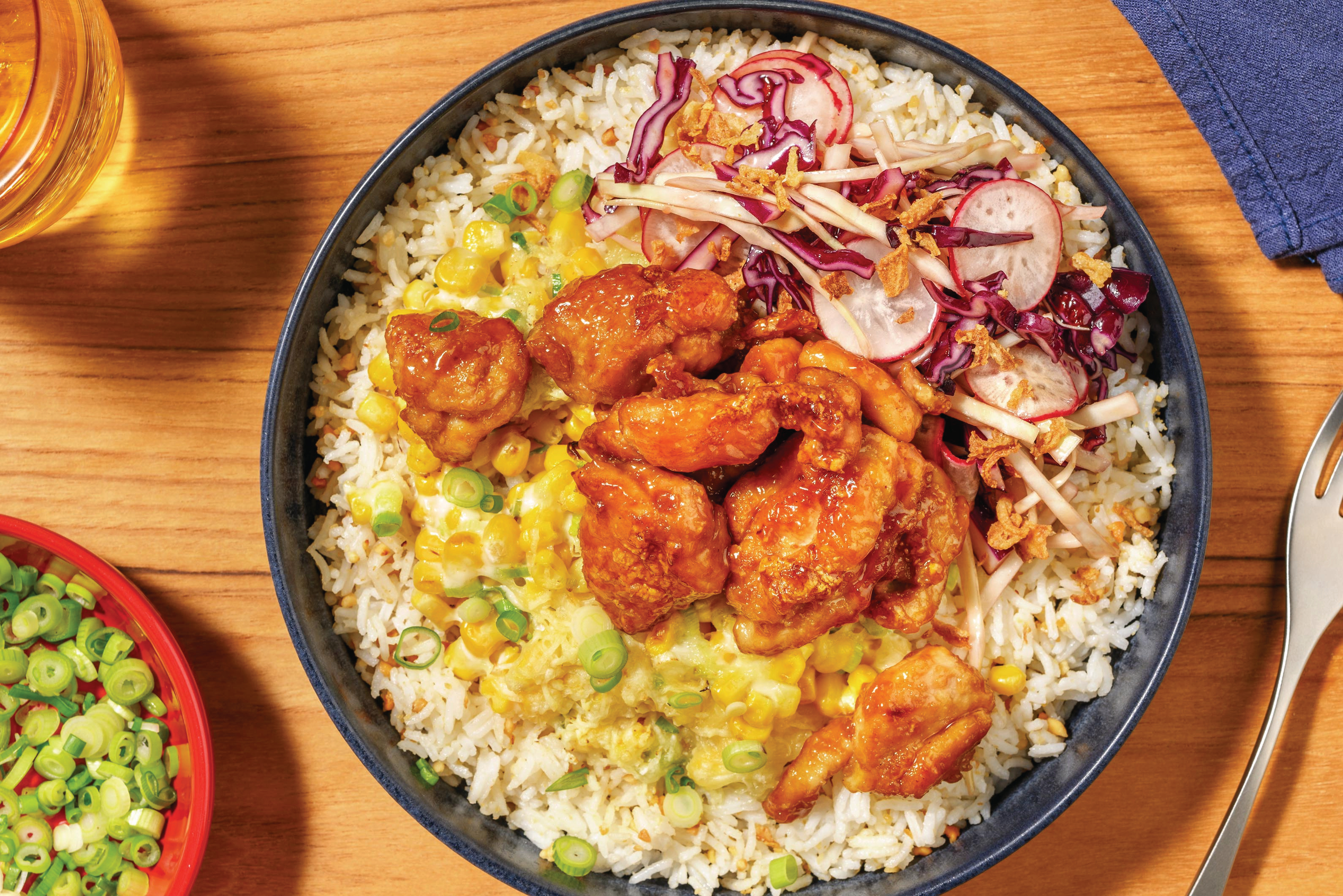 Sticky Korean Chicken & Cheesy Corn