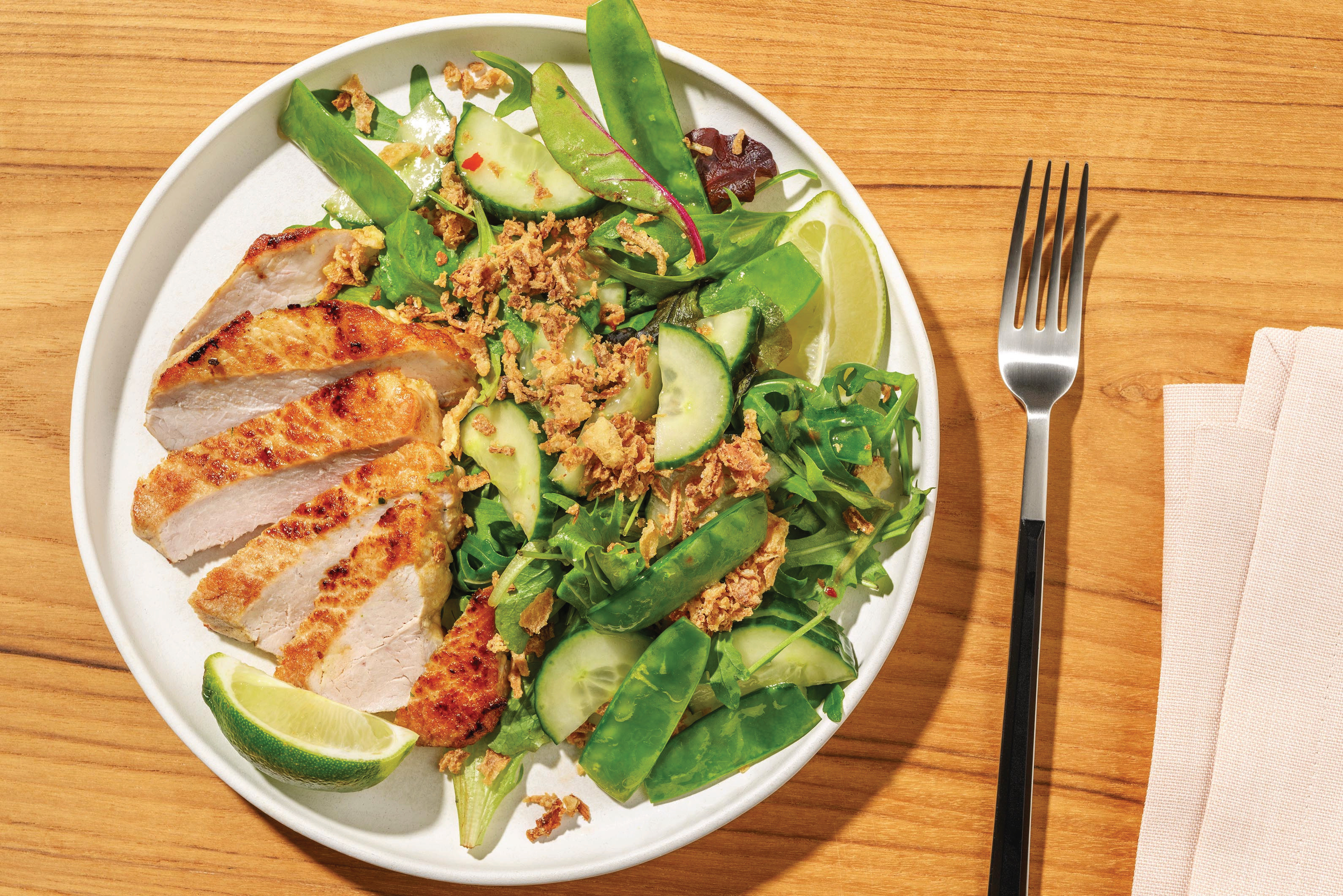 Seared Pork Steak & Zingy Green Salad