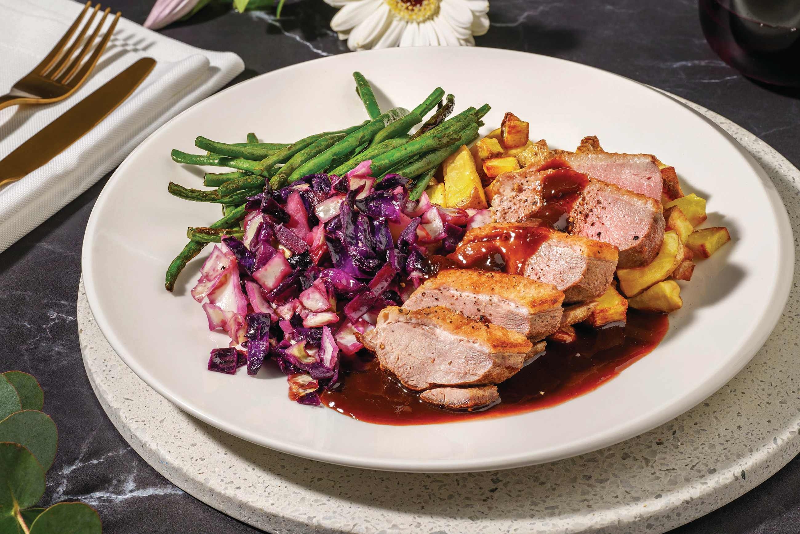 Cherry-Glazed Duck & Golden Potatoes