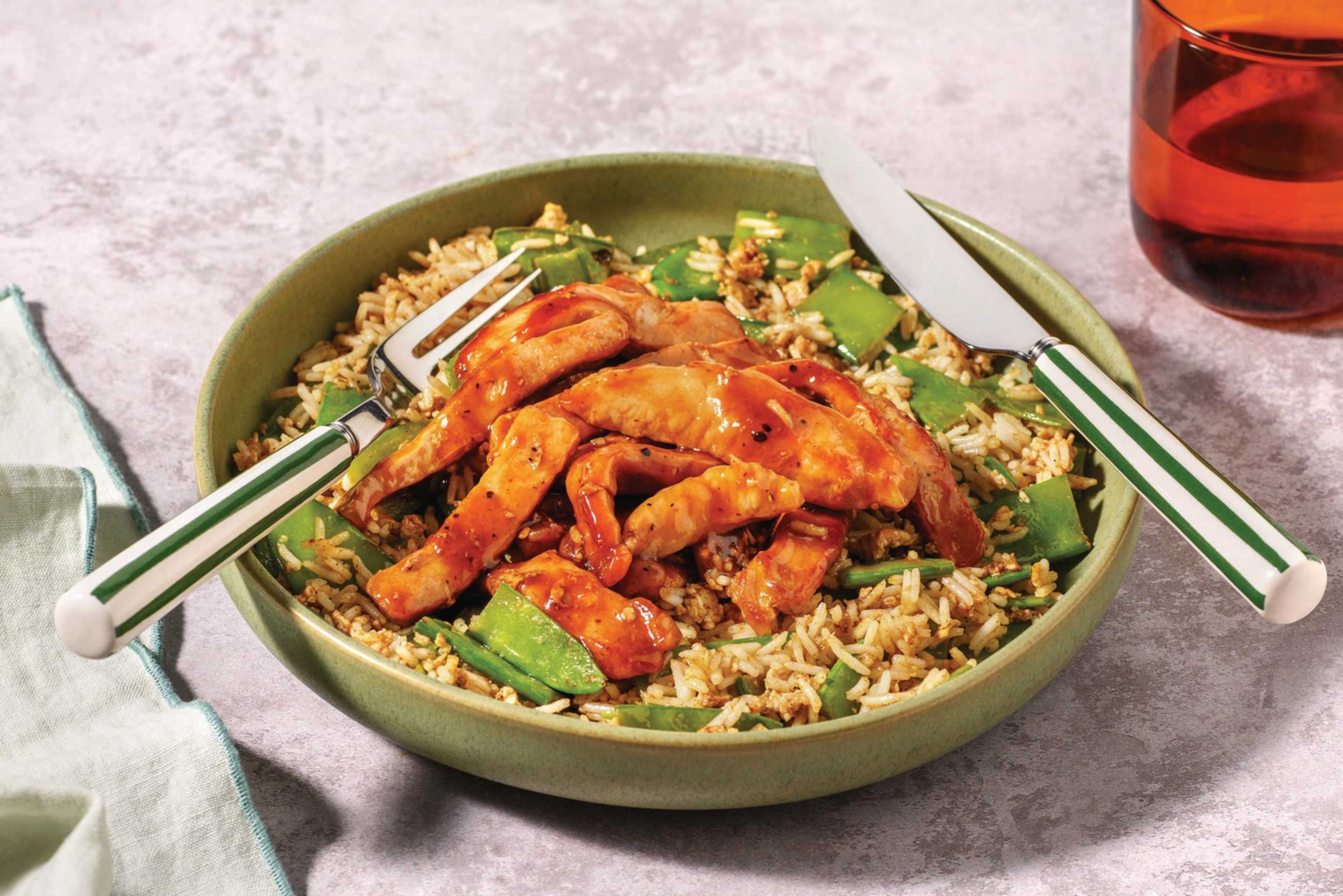 Glazed Pork Strips & Garlic Fried Rice